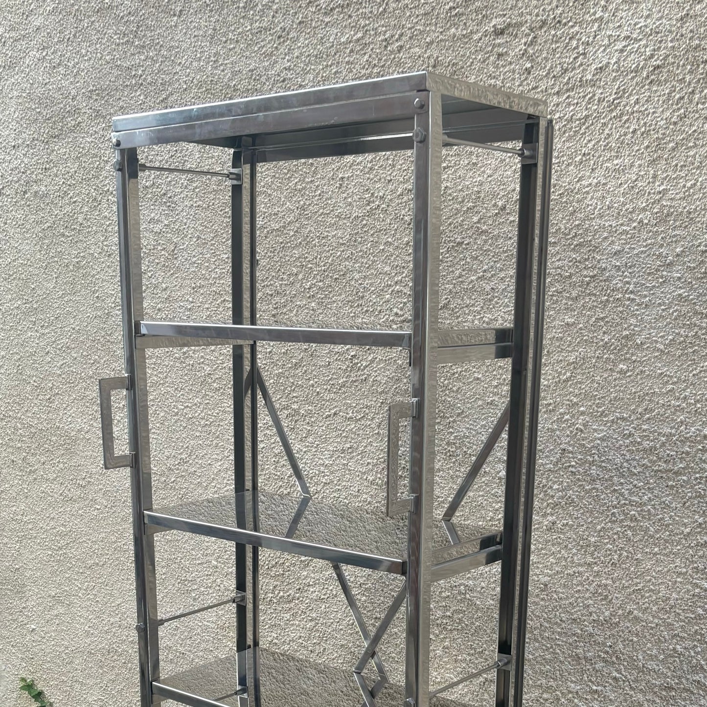Vintage Mid-Century / Industrial Stainless Steel Archival Library Shelf