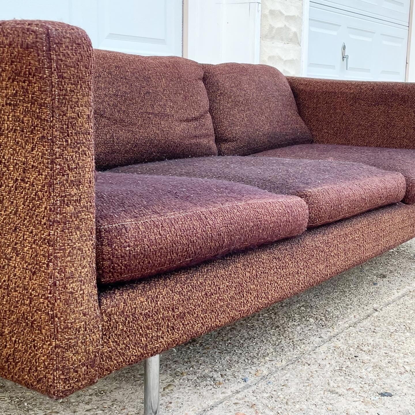 Vintage Upholstered Case Sofa w/Chrome Legs