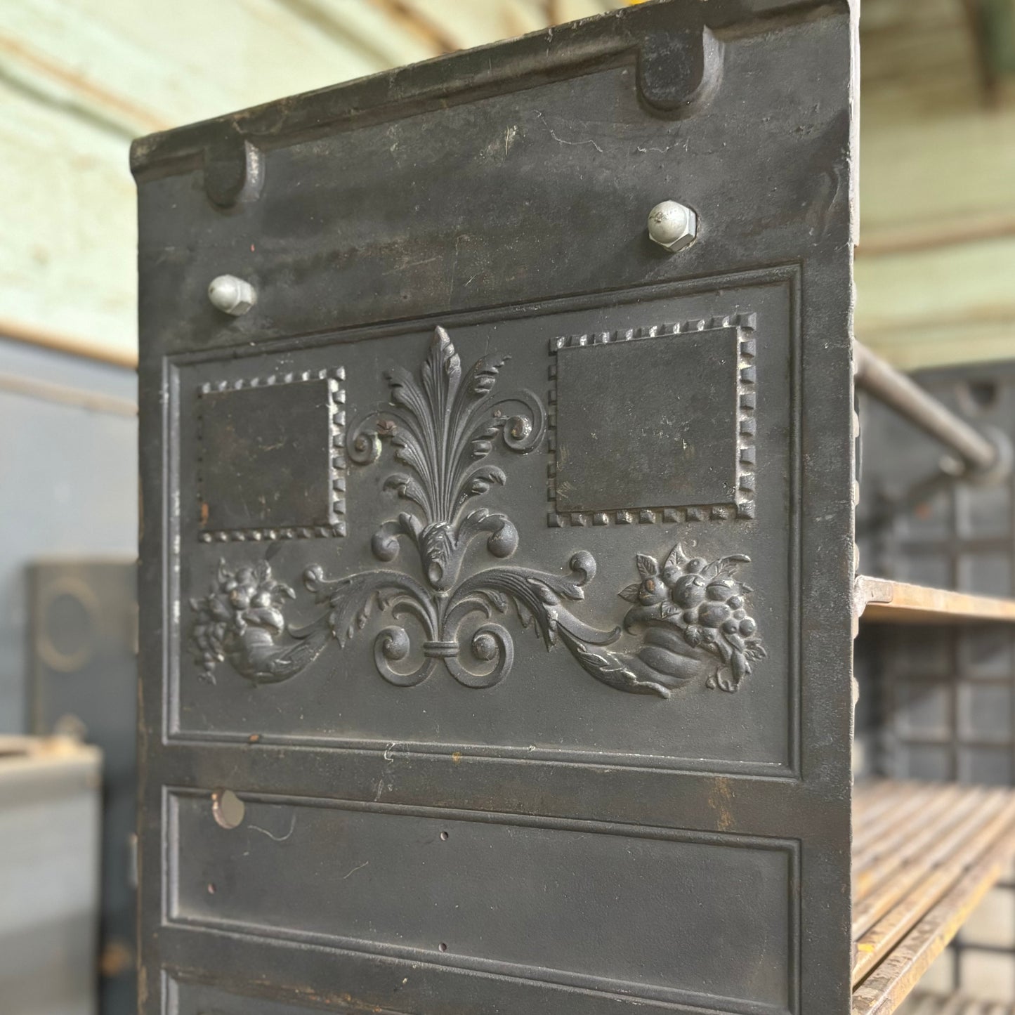 Art Nouveau Cast Iron Library Archive Bookshelf by Snead & Company