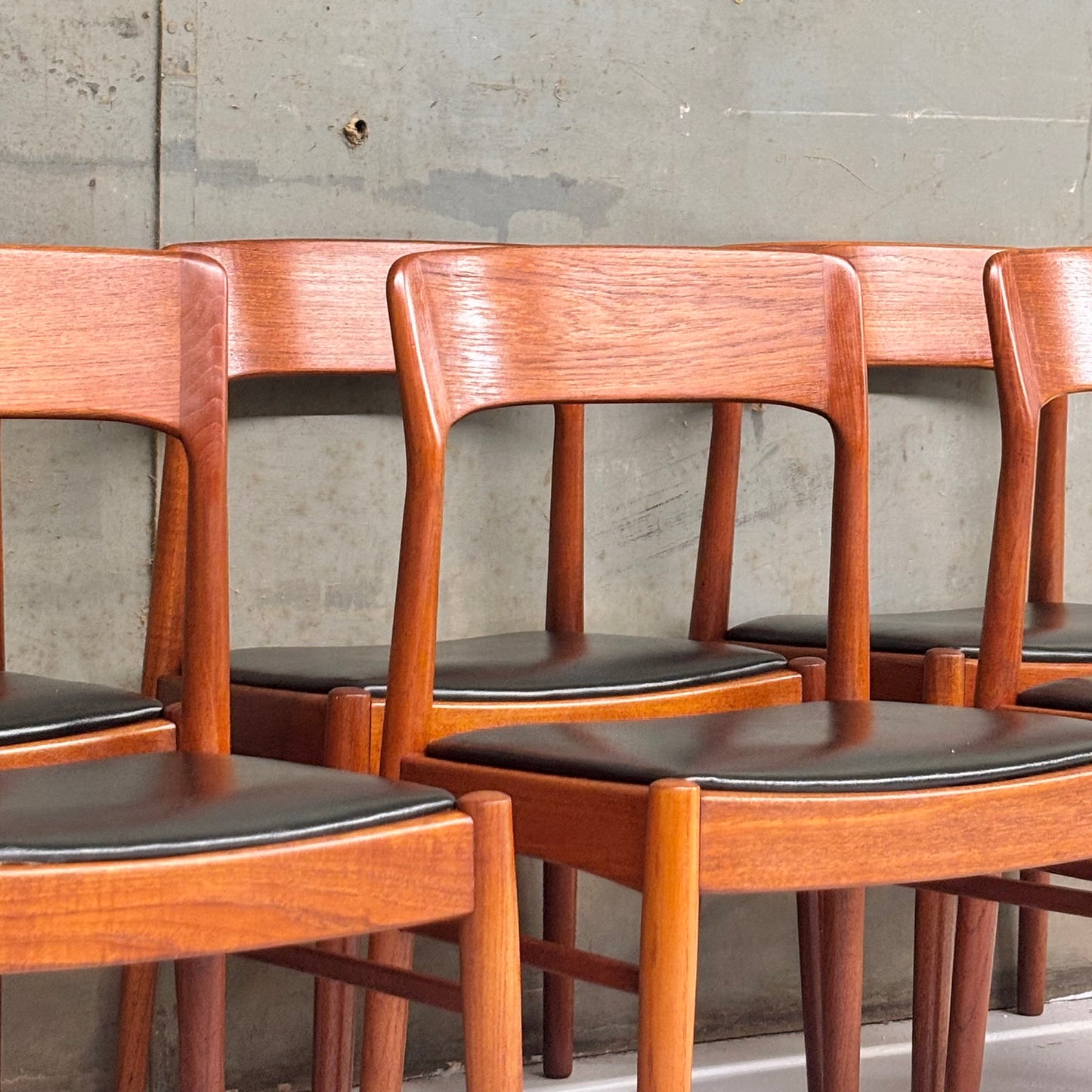 Danish Modern Sculpted Teak Dining Chairs by Henning Kjaernulf for Korup Stølefabrik