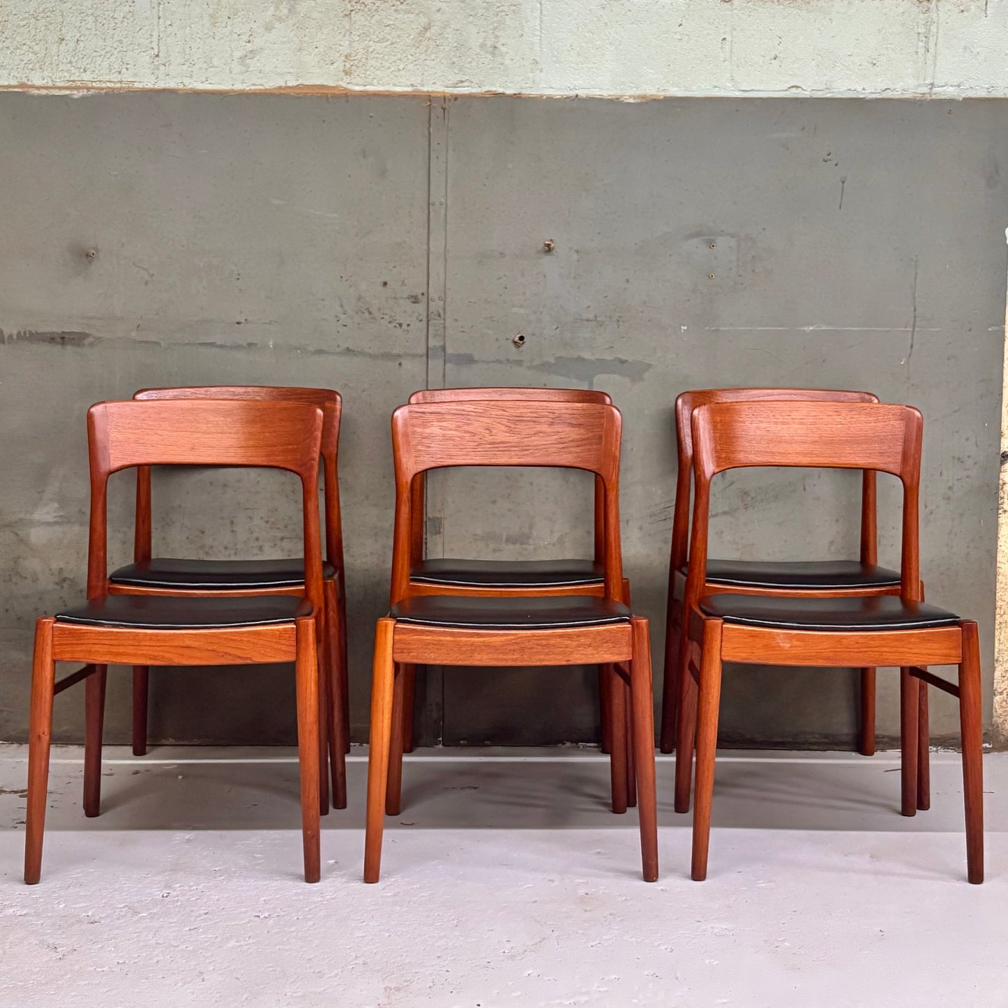 Danish Modern Sculpted Teak Dining Chairs by Henning Kjaernulf for Korup Stølefabrik
