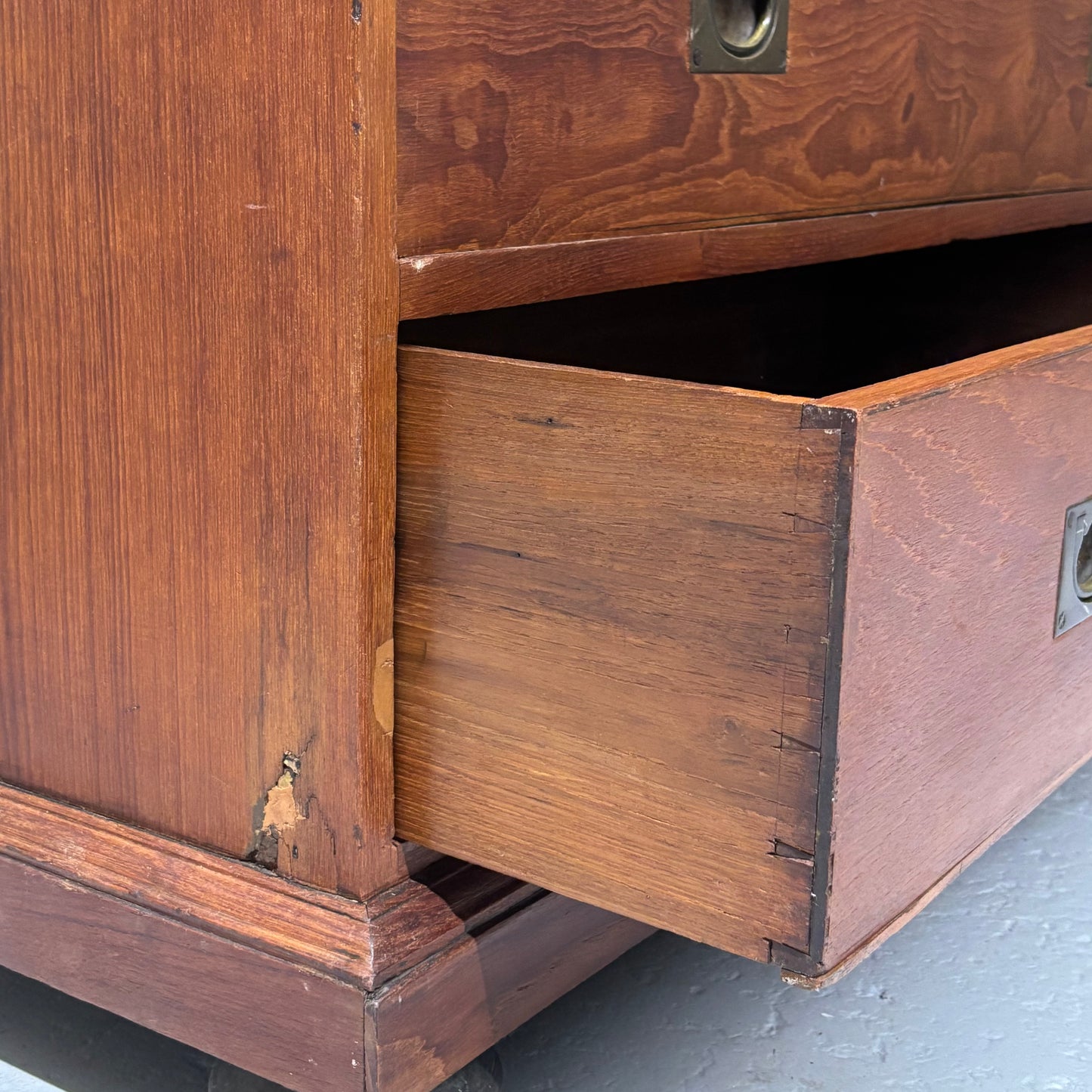 Antique 19th Century Teak & Brass Campaign Chest