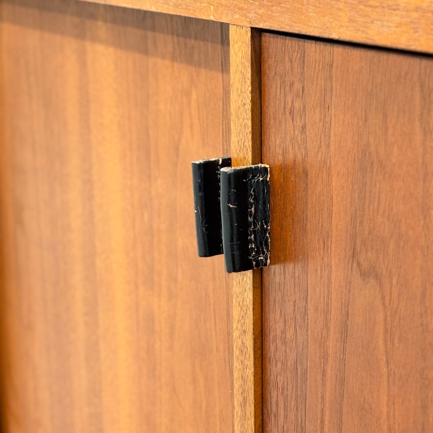 Vintage Walnut & Leather Credenza by Florence Knoll