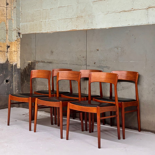Danish Modern Sculpted Teak Dining Chairs by Henning Kjaernulf for Korup Stølefabrik