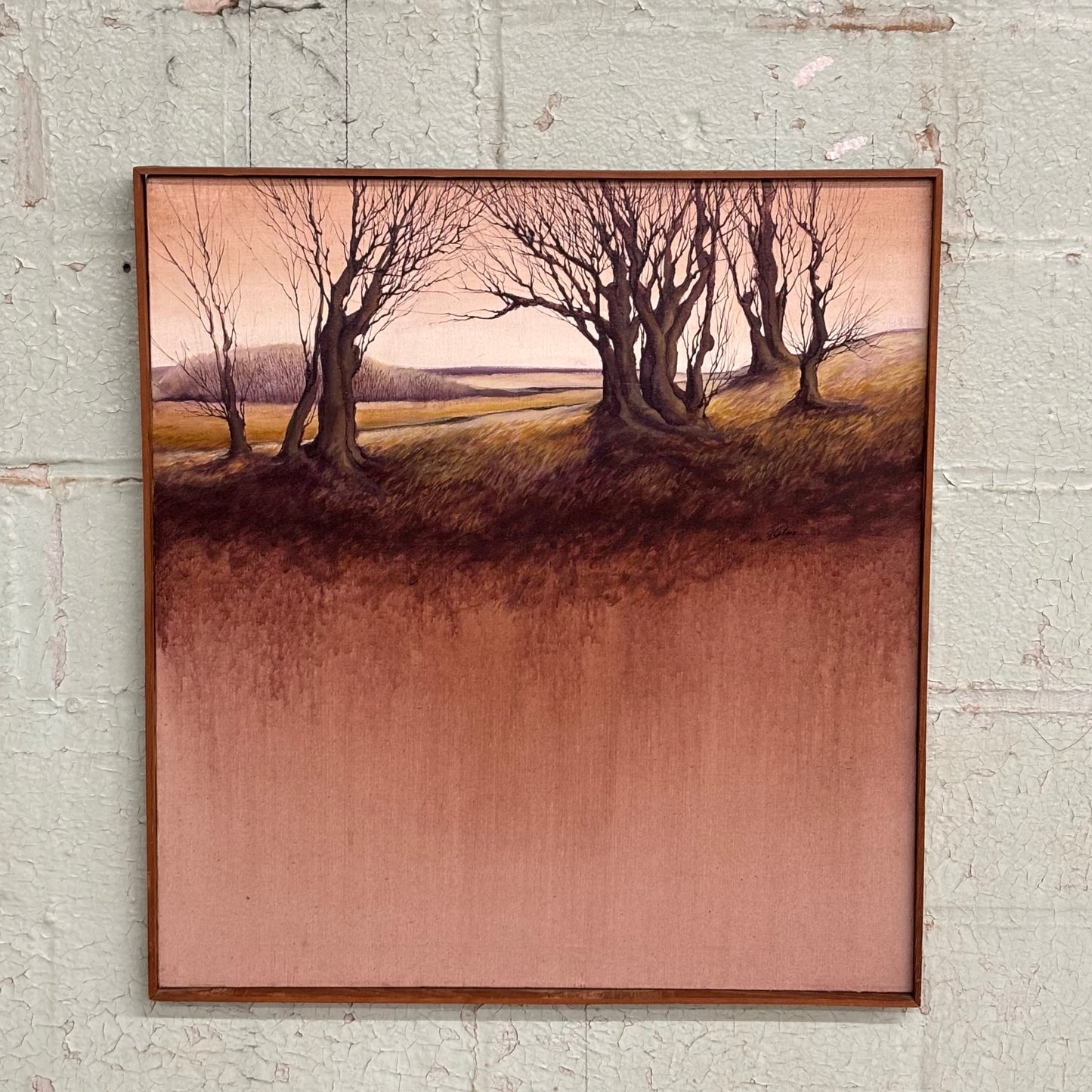 Vintage Mid Century Forest Landscape Painting