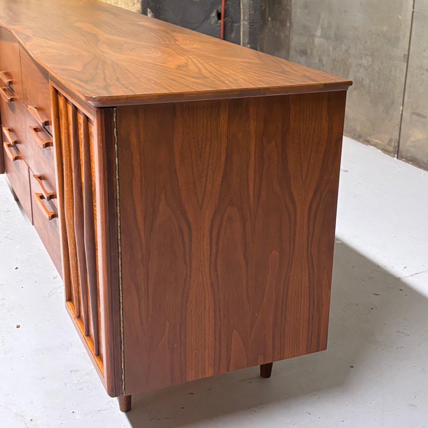 Vintage MCM Walnut & Burl Wood Dresser