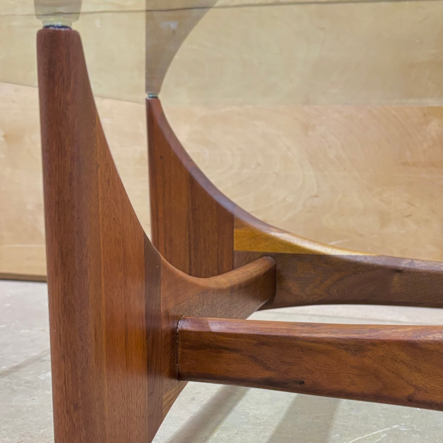 Vintage MCM Walnut & Glass Coffee Table by Adrian Pearsall for Craft Associates