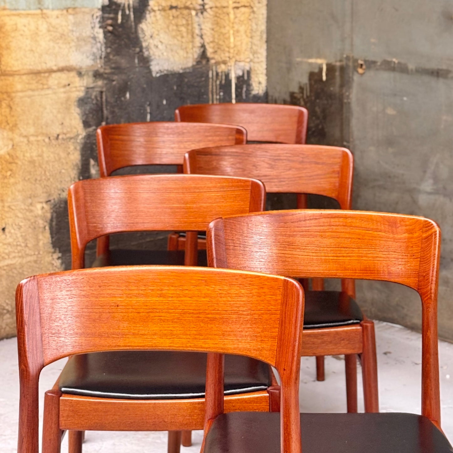 Danish Modern Sculpted Teak Dining Chairs by Henning Kjaernulf for Korup Stølefabrik