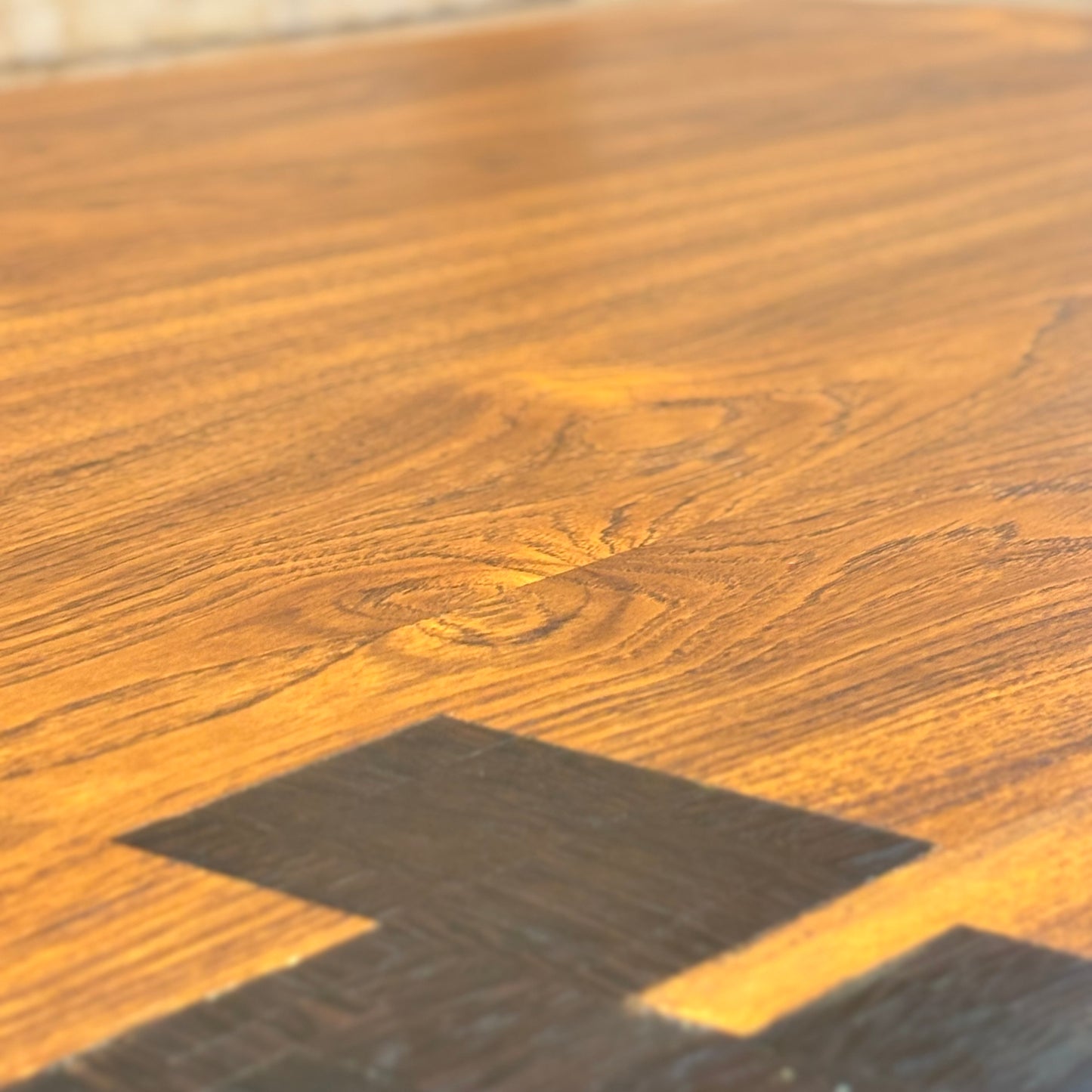 Teak & Chrome Dining Table with Wenge Inlays
