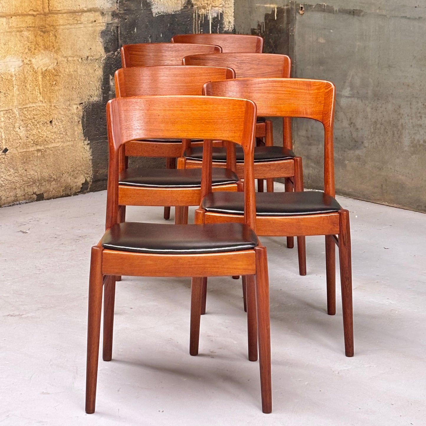 Danish Modern Sculpted Teak Dining Chairs by Henning Kjaernulf for Korup Stølefabrik