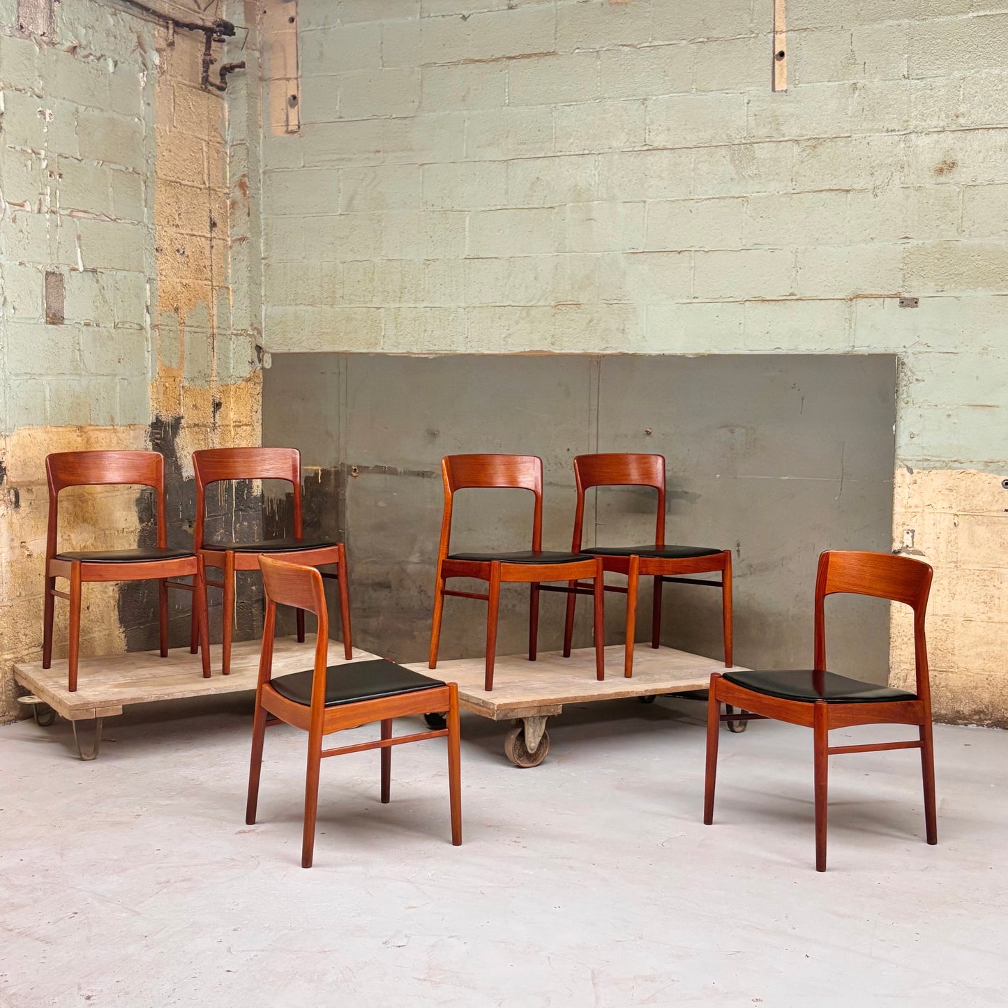 Danish Modern Sculpted Teak Dining Chairs by Henning Kjaernulf for Korup Stølefabrik
