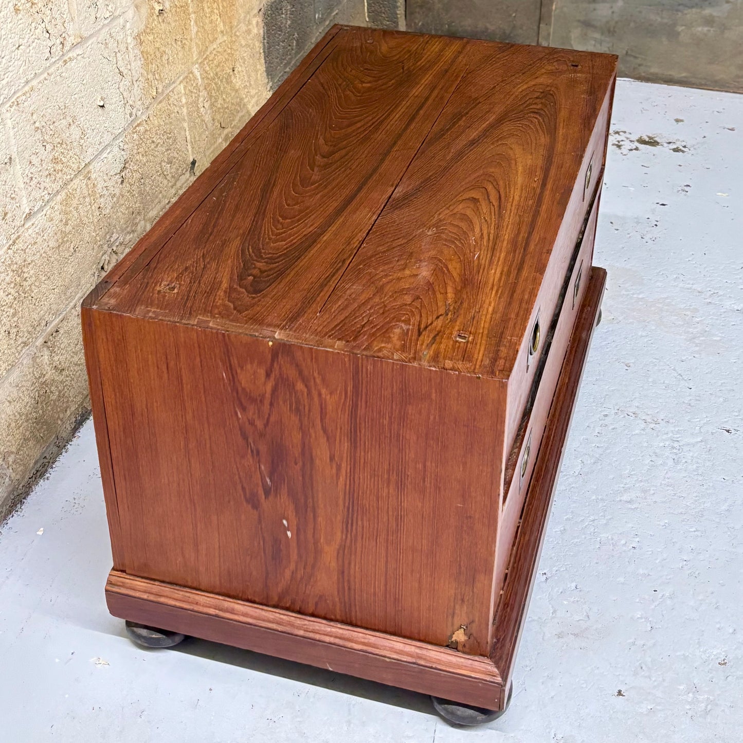 Antique 19th Century Teak & Brass Campaign Chest