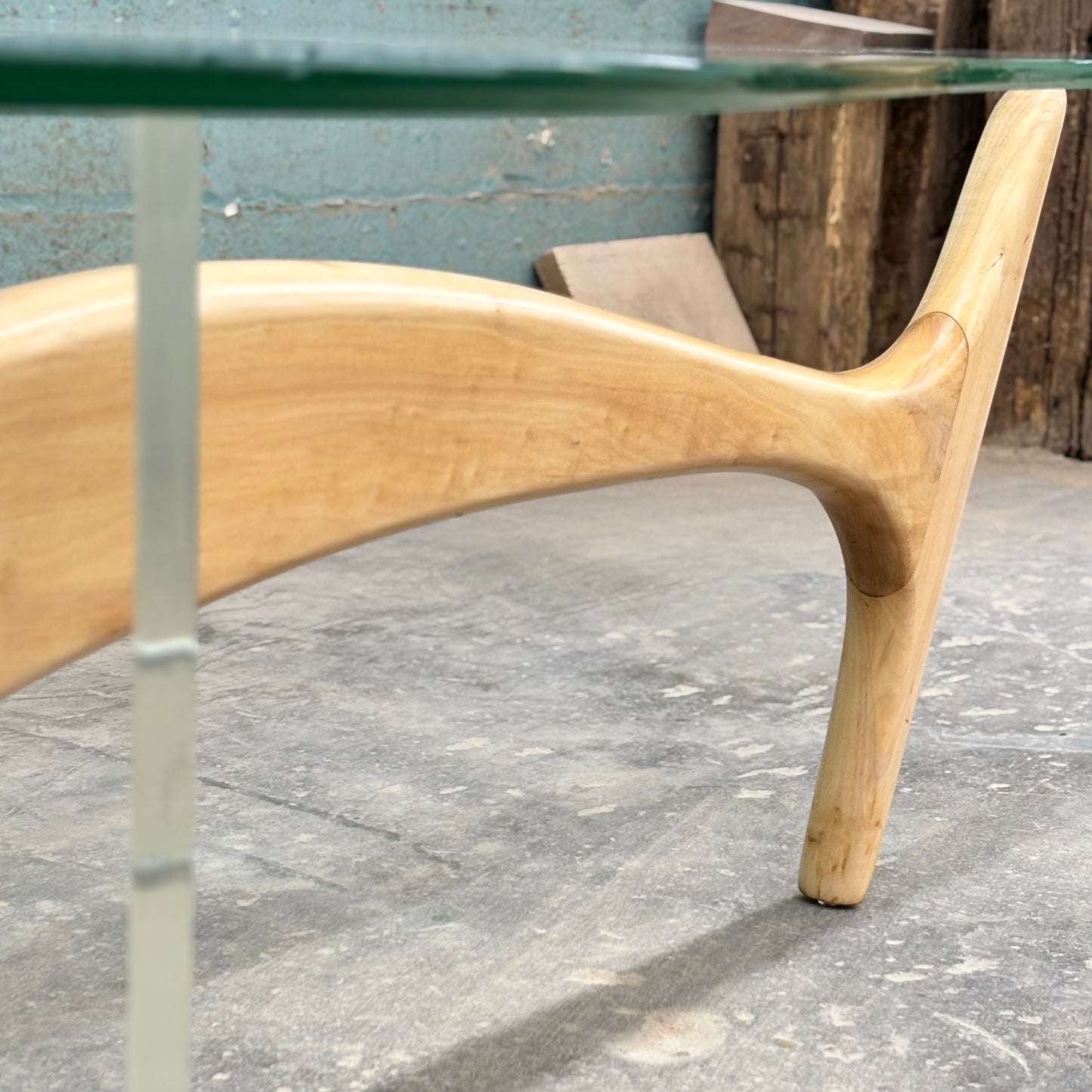 Mid Century Modern Sculpted Wood & Lucite Coffee Table