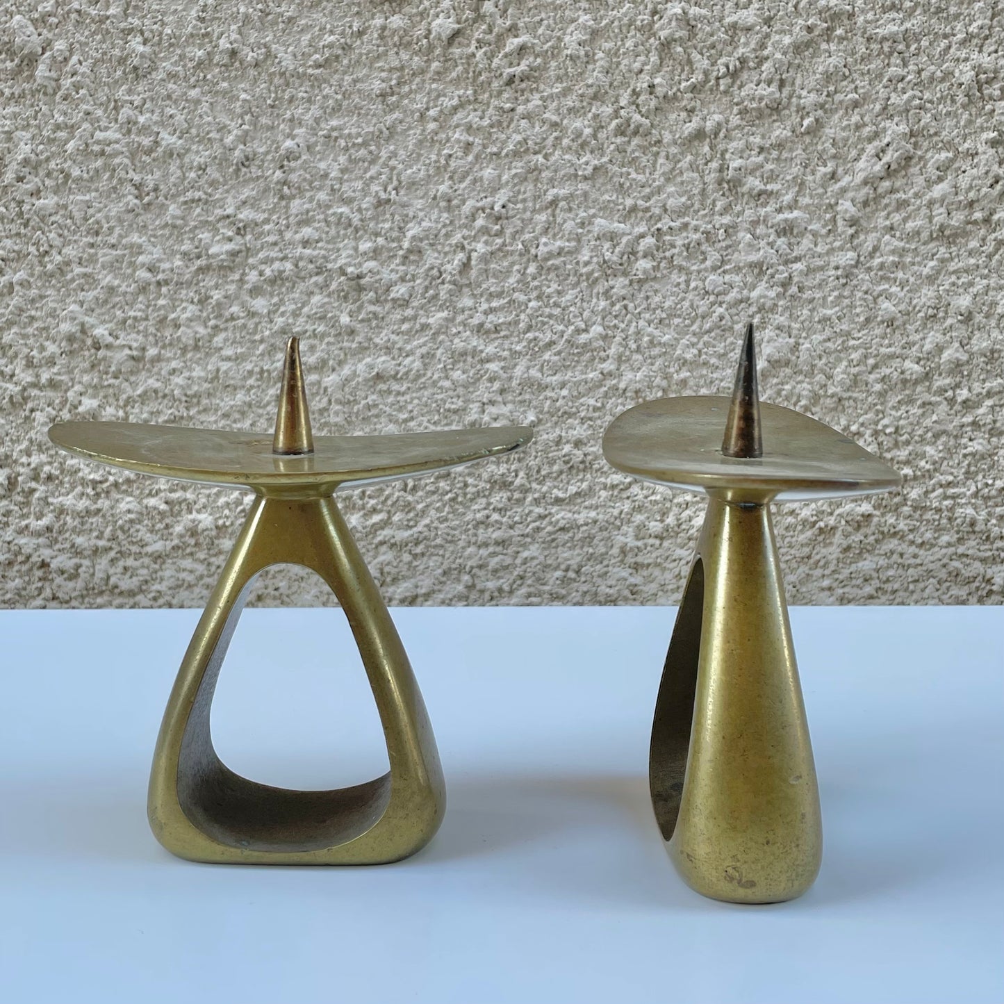 Solid Brass Candle Holder Pair Model nr. 3470 by Werkstätte Carl Auböck