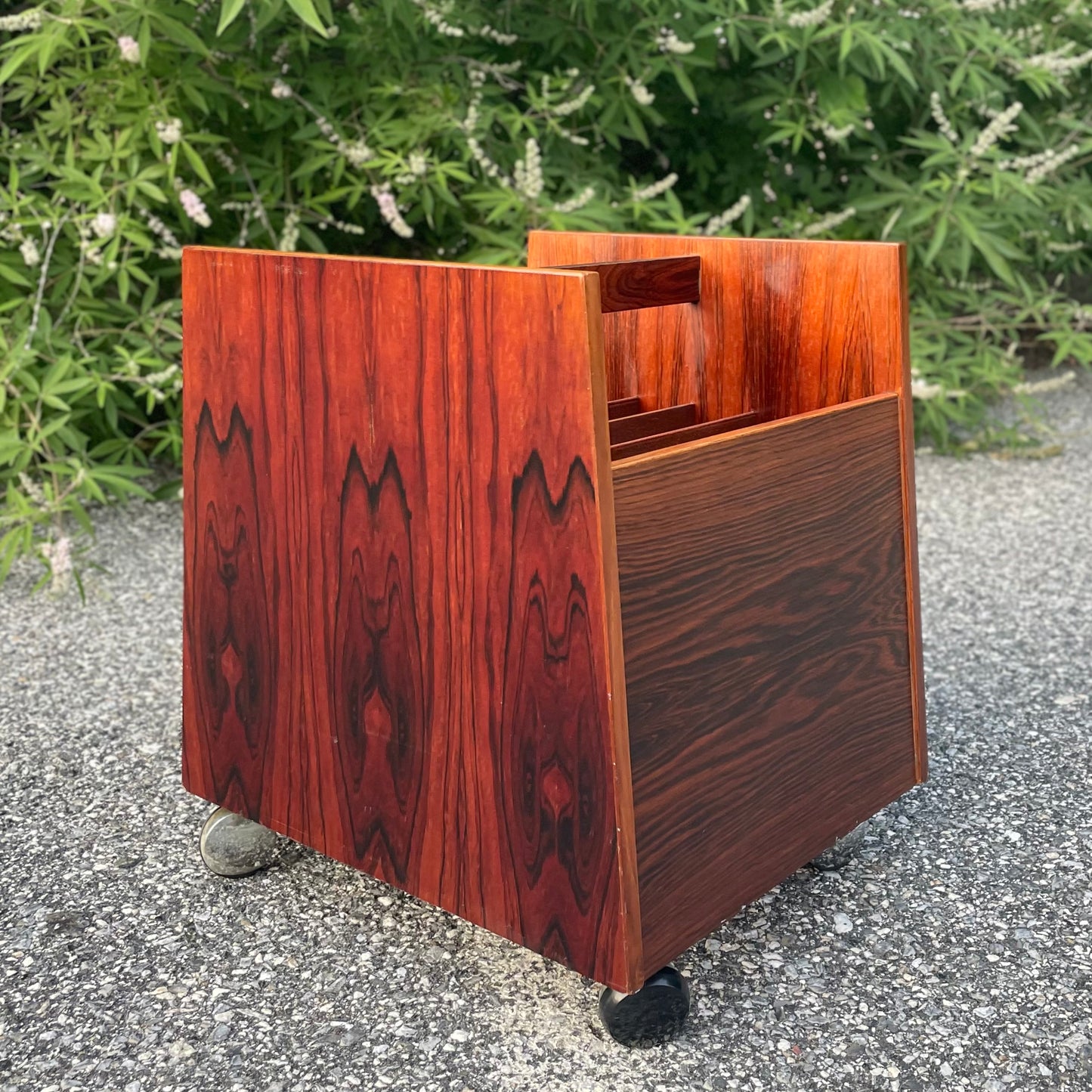 Scandinavian MCM Rosewood Magazine/LP Caddy