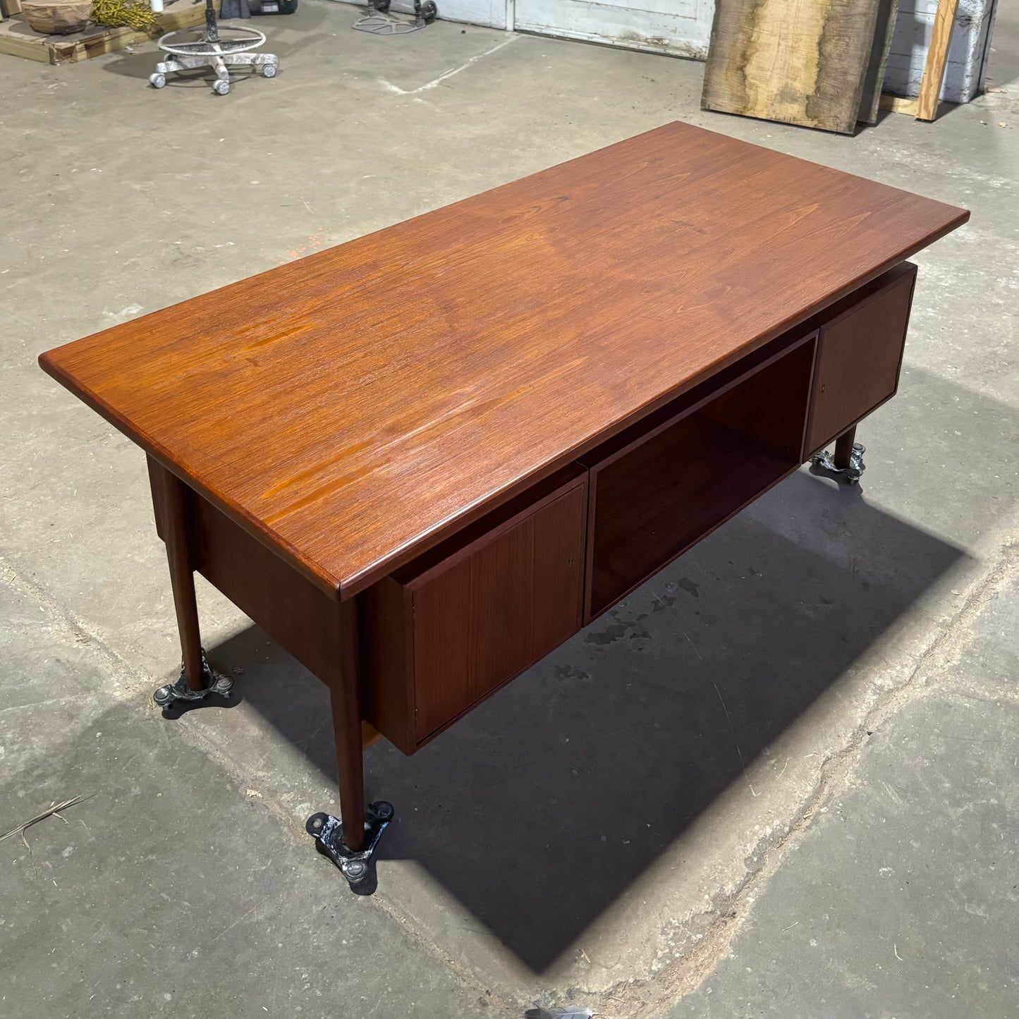 Vintage Danish MCM Teak Executive Desk by Kai Kristiansen for FM Møbler