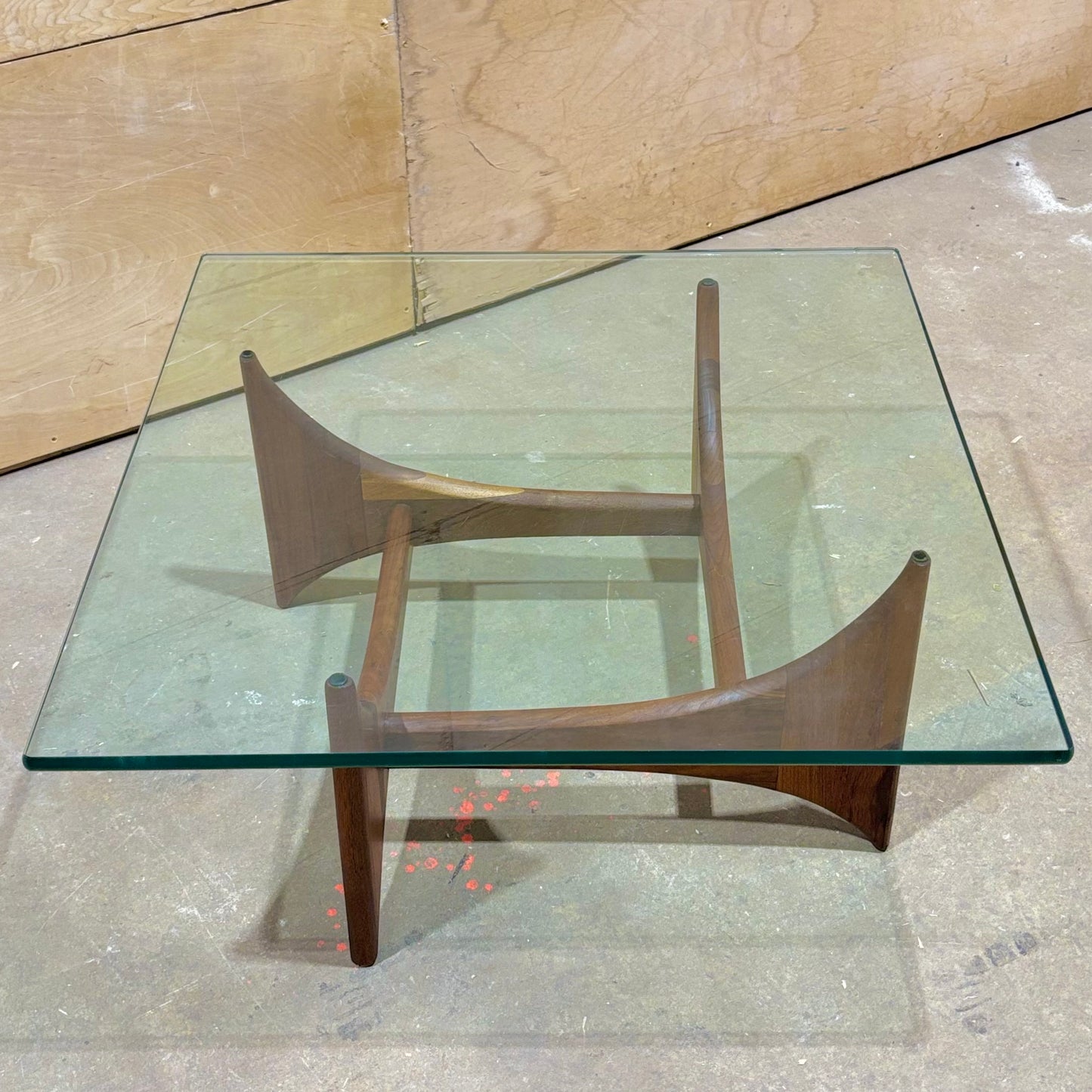 Vintage MCM Walnut & Glass Coffee Table by Adrian Pearsall for Craft Associates