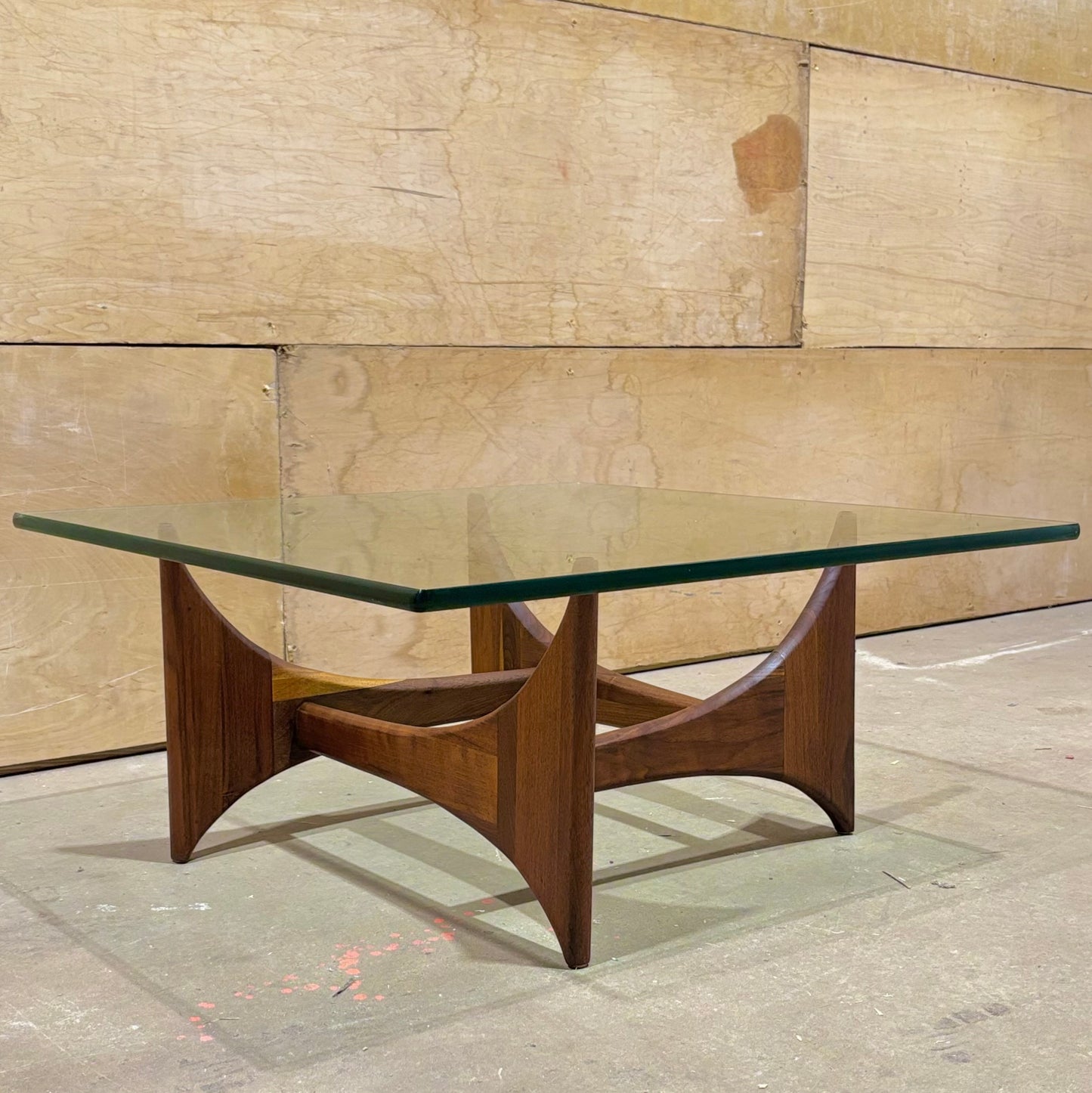 Vintage MCM Walnut & Glass Coffee Table by Adrian Pearsall for Craft Associates