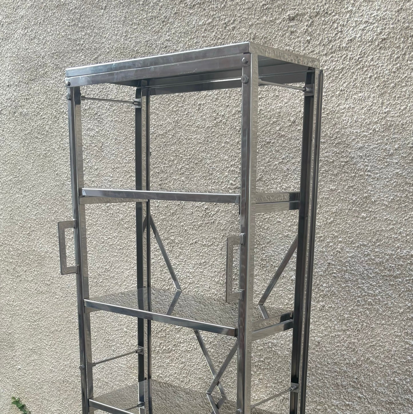 Vintage Mid-Century / Industrial Stainless Steel Archival Library Shelf