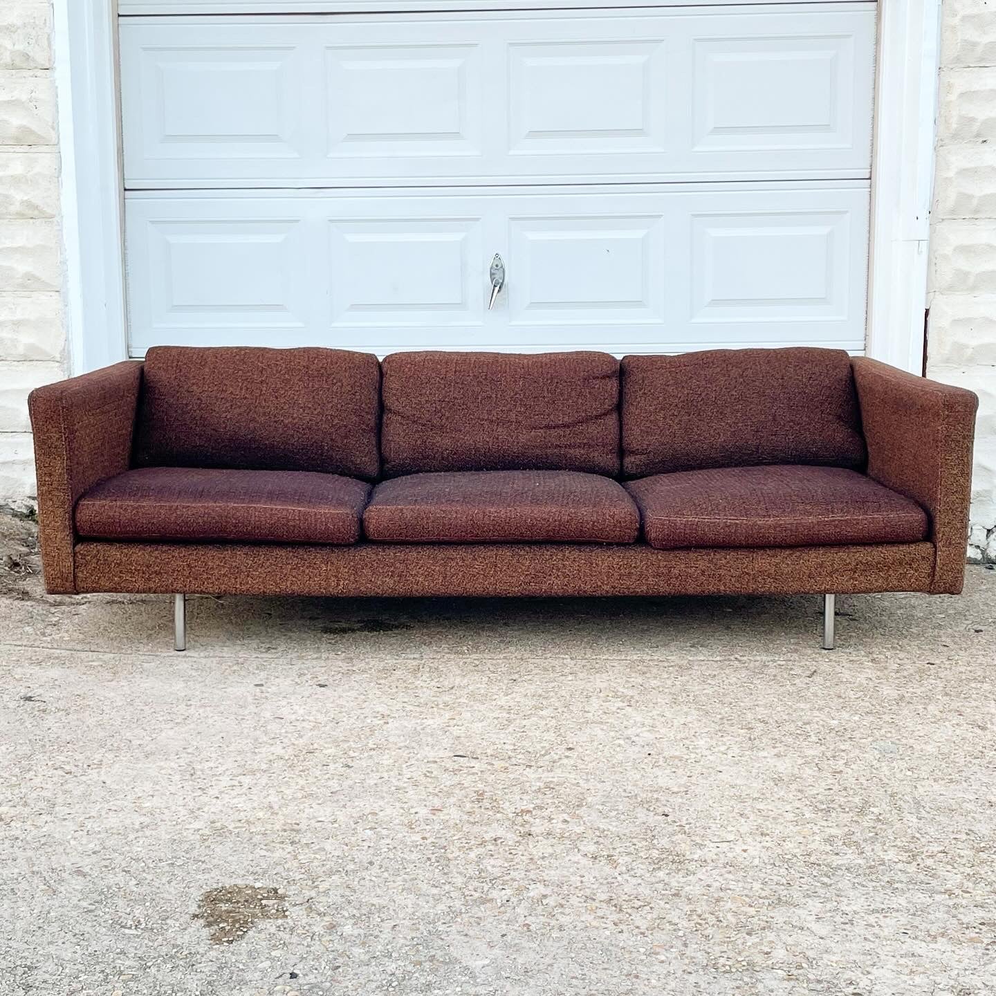 Vintage Upholstered Case Sofa w/Chrome Legs