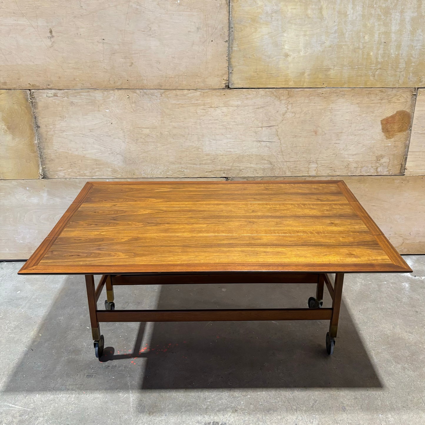 Vintage Mid-Century Modern Walnut & Brass Drop-leaf Table