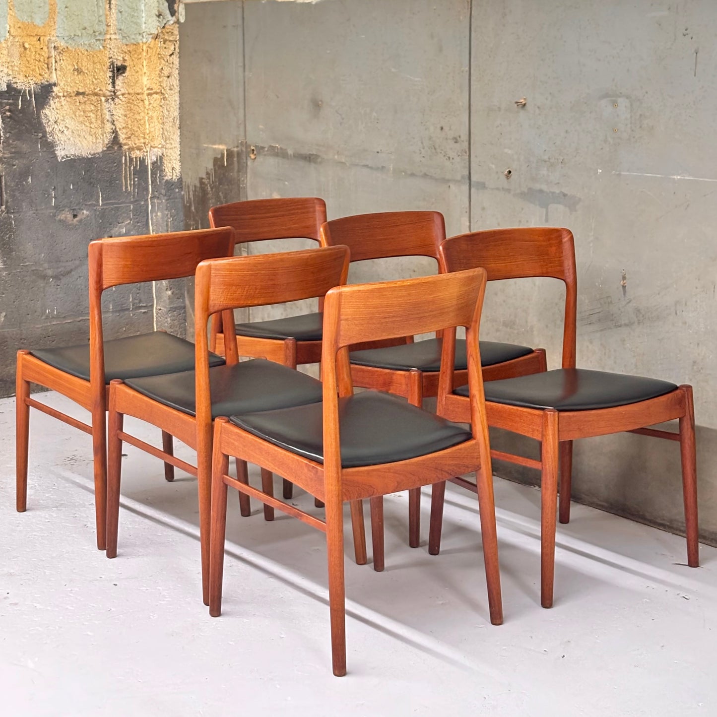 Danish Modern Sculpted Teak Dining Chairs by Henning Kjaernulf for Korup Stølefabrik