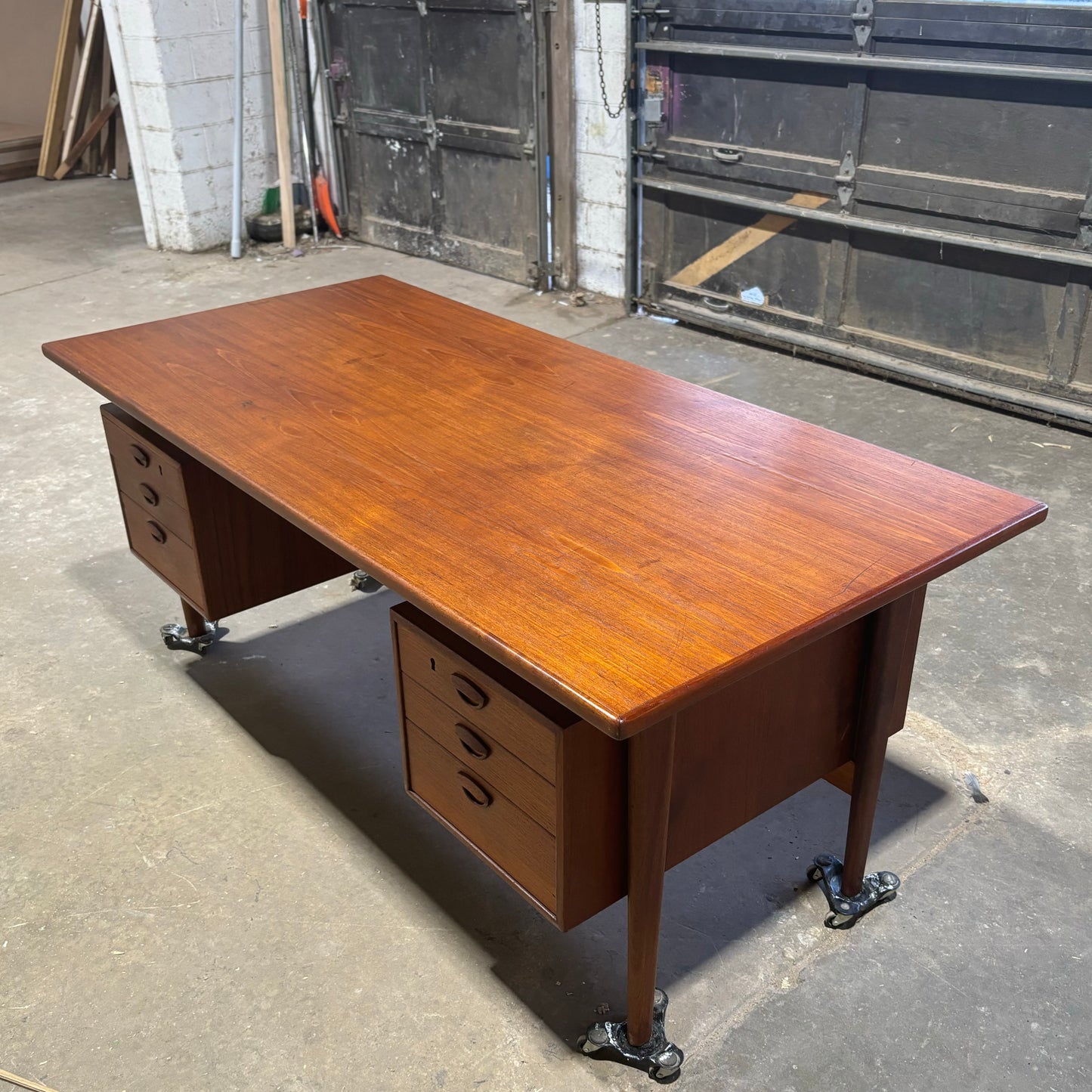 Vintage Danish MCM Teak Executive Desk by Kai Kristiansen for FM Møbler