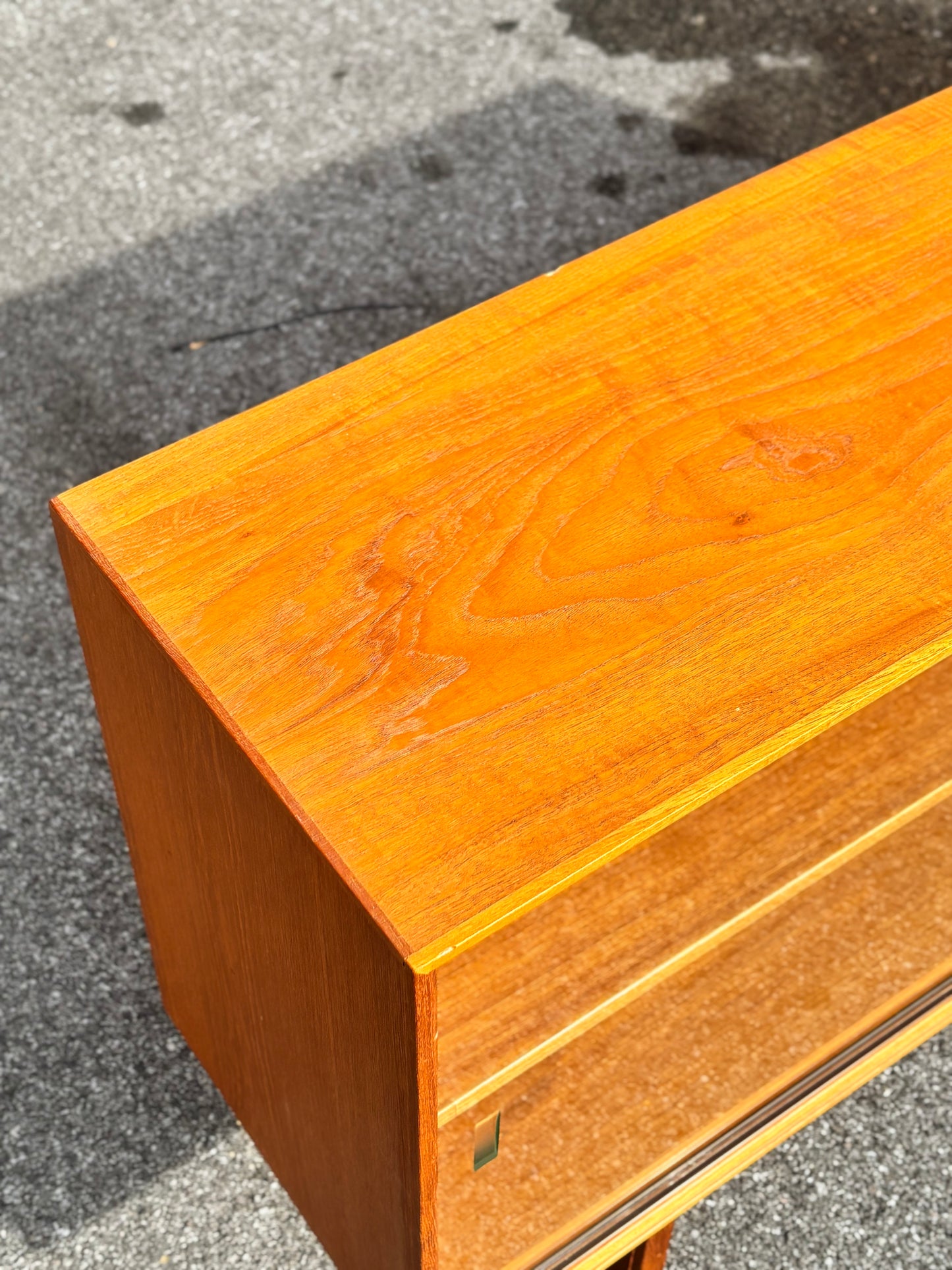 Danish Modern Teak Tambour Credenza by Svend Aage Larsen for Faarup Møbelfabrik