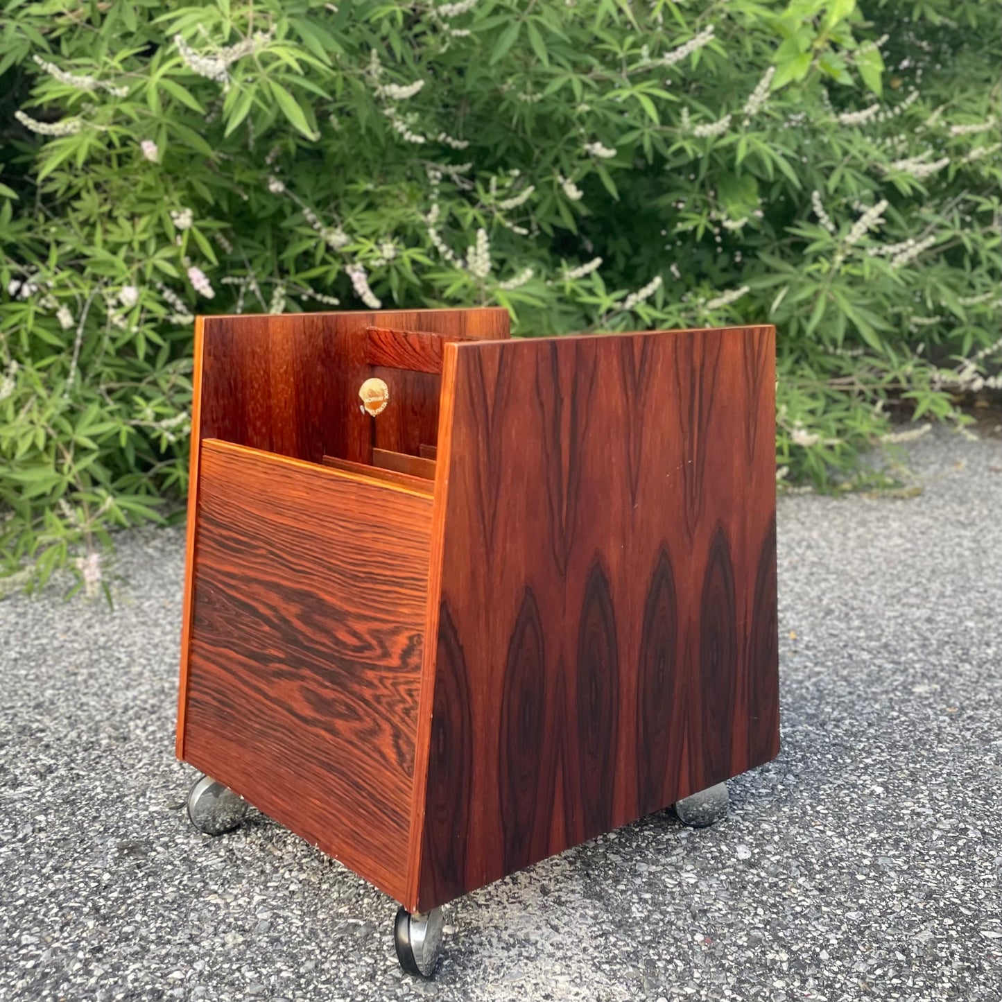 Scandinavian MCM Rosewood Magazine/LP Caddy