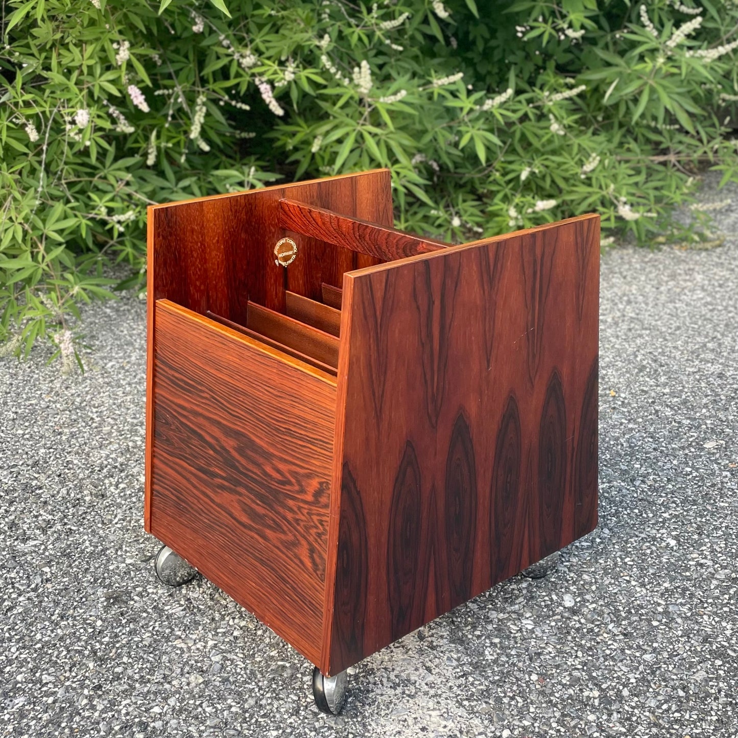 Scandinavian MCM Rosewood Magazine/LP Caddy