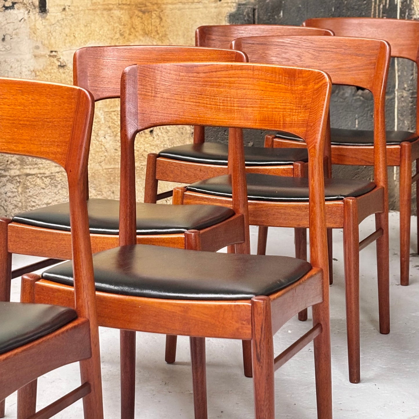 Danish Modern Sculpted Teak Dining Chairs by Henning Kjaernulf for Korup Stølefabrik
