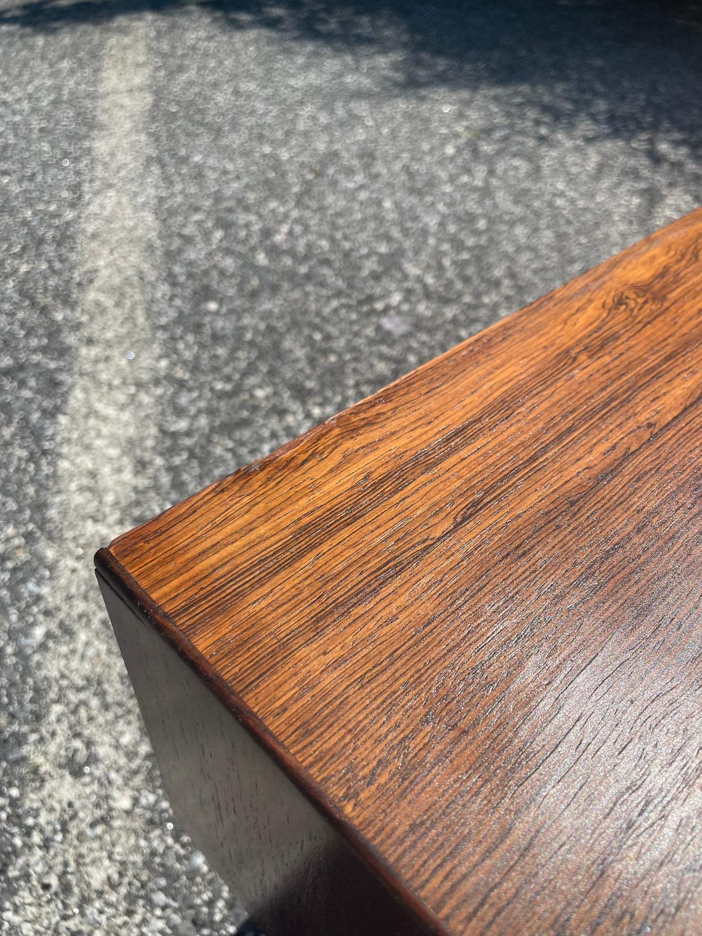 Danish Modern Style Rosewood Console Table w/ Ceramic Inlay