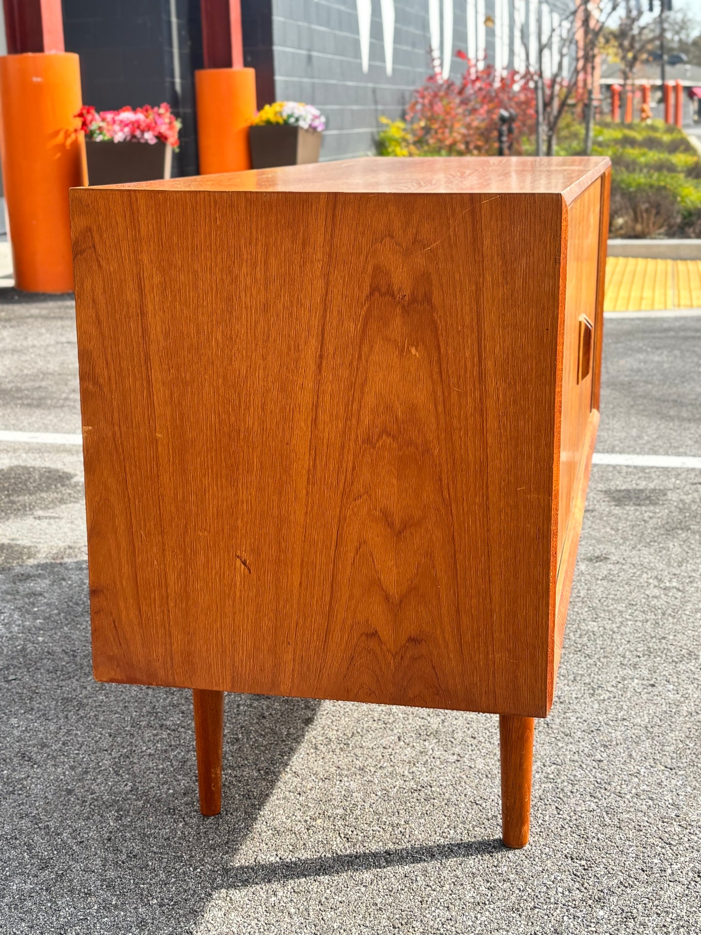 Danish Modern Teak Tambour Credenza by Svend Aage Larsen for Faarup Møbelfabrik