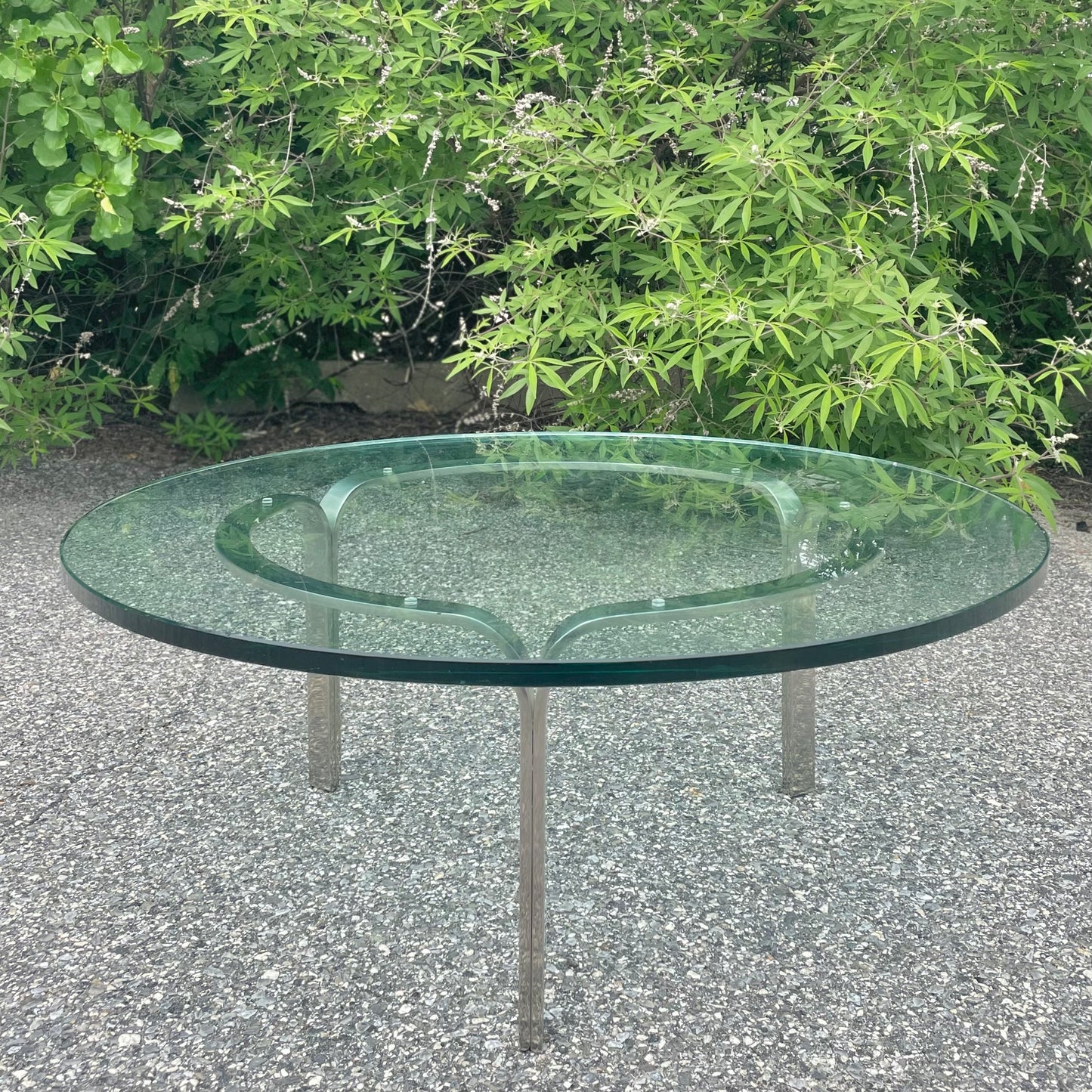 Vintage Circular Glass & Steel Coffee Table