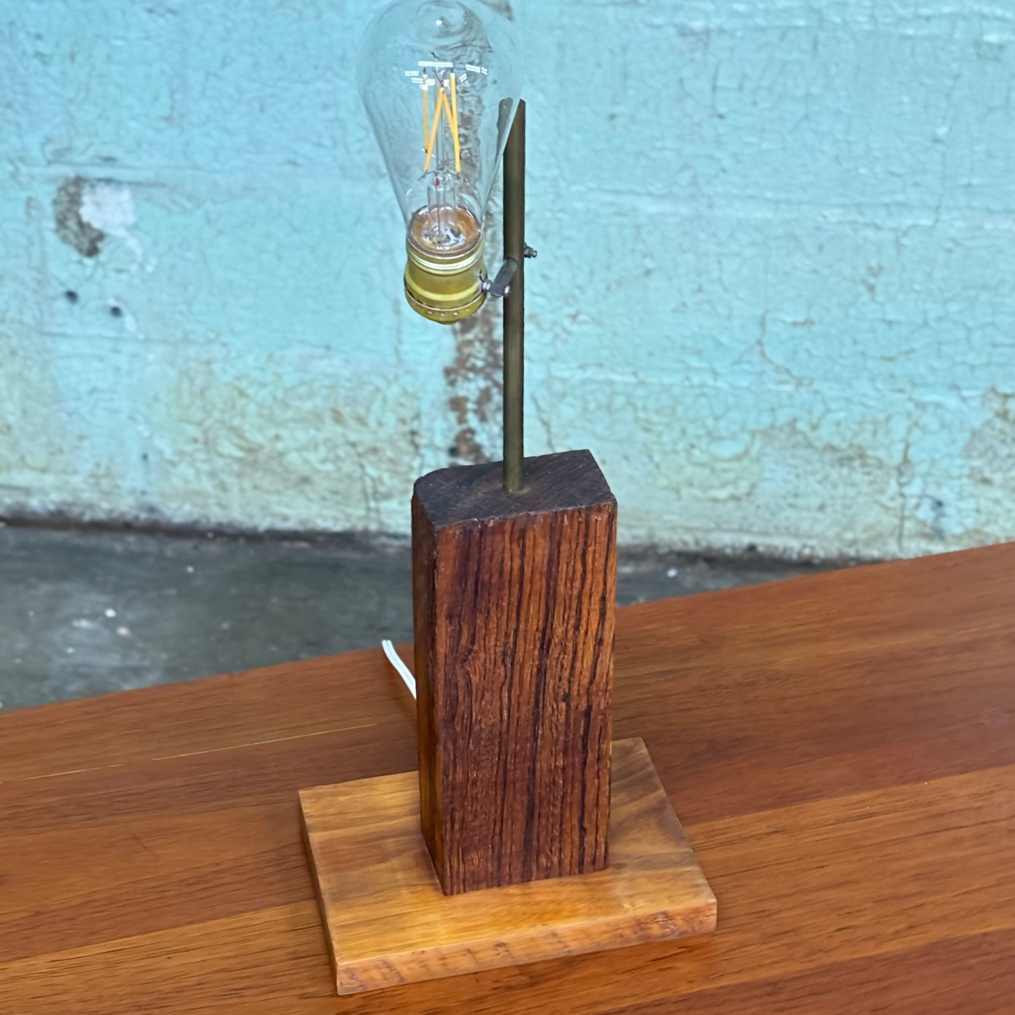 Vintage Rosewood/Brass/Walnut Table Lamp