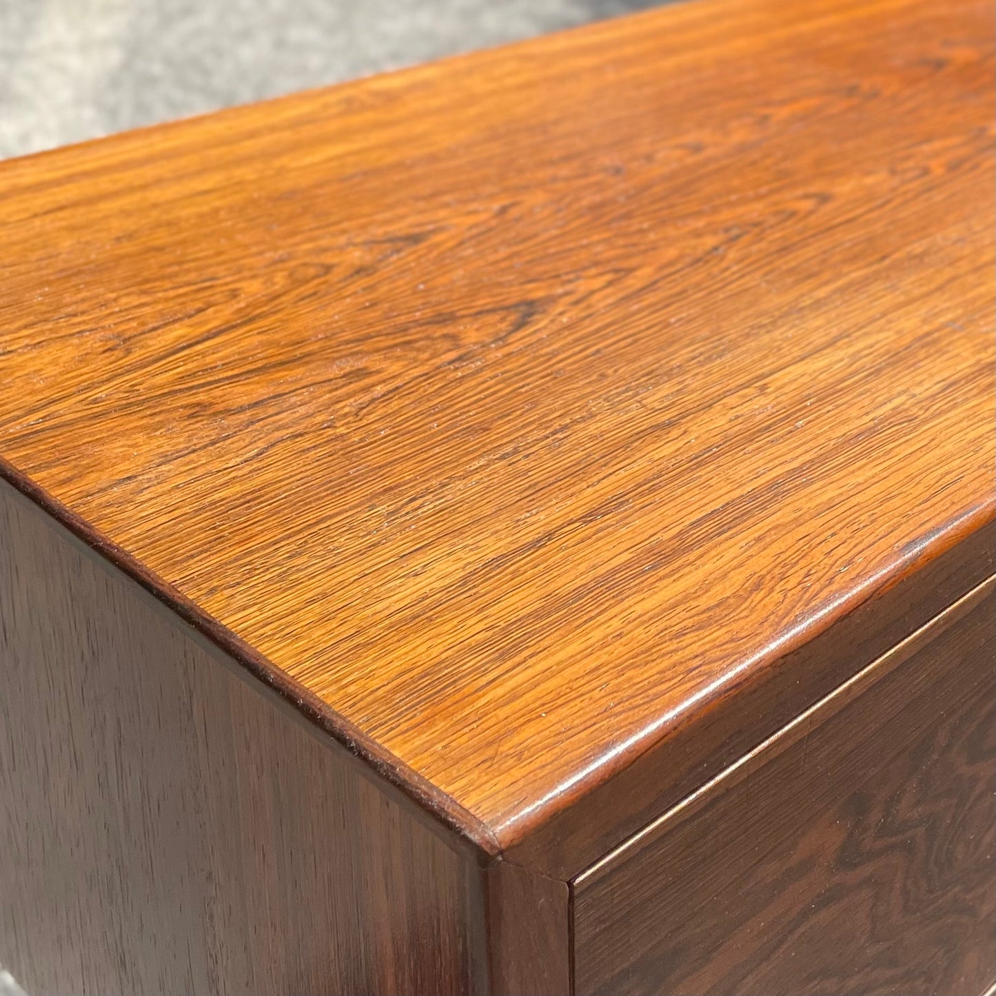 Danish Modern Style Rosewood Console Table w/ Ceramic Inlay