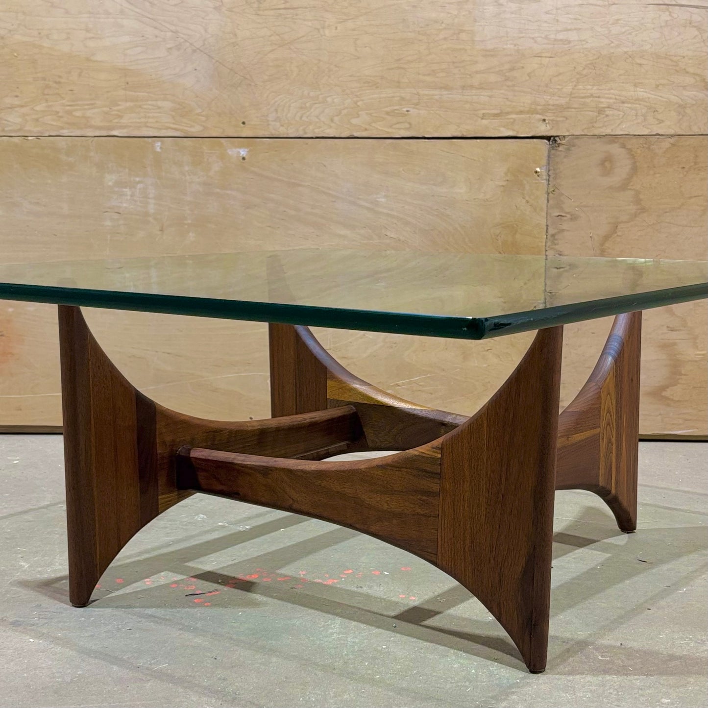 Vintage MCM Walnut & Glass Coffee Table by Adrian Pearsall for Craft Associates