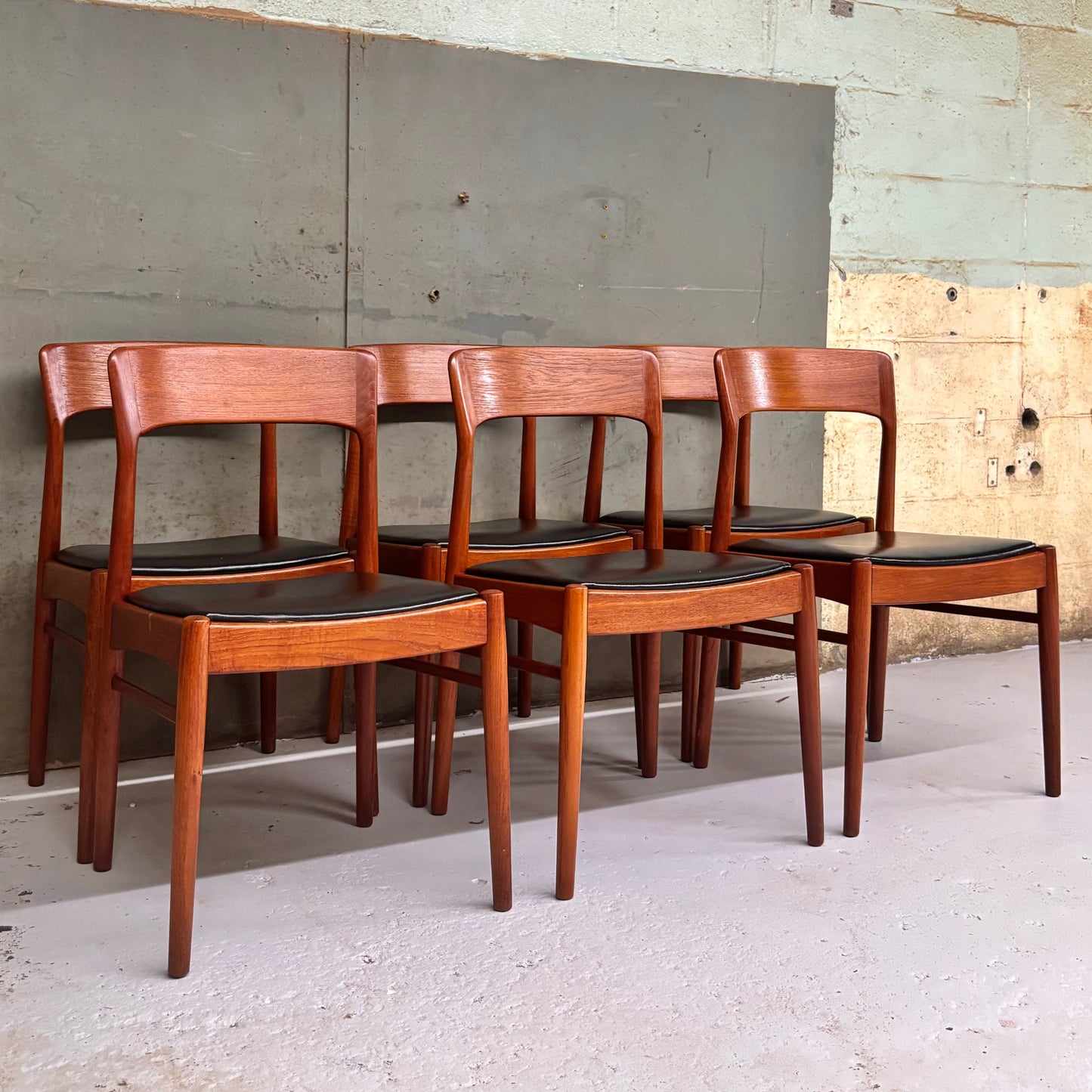 Danish Modern Sculpted Teak Dining Chairs by Henning Kjaernulf for Korup Stølefabrik