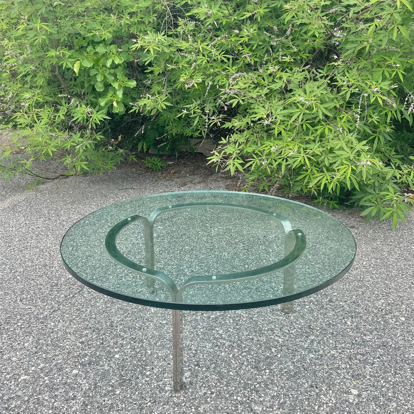 Vintage Circular Glass & Steel Coffee Table