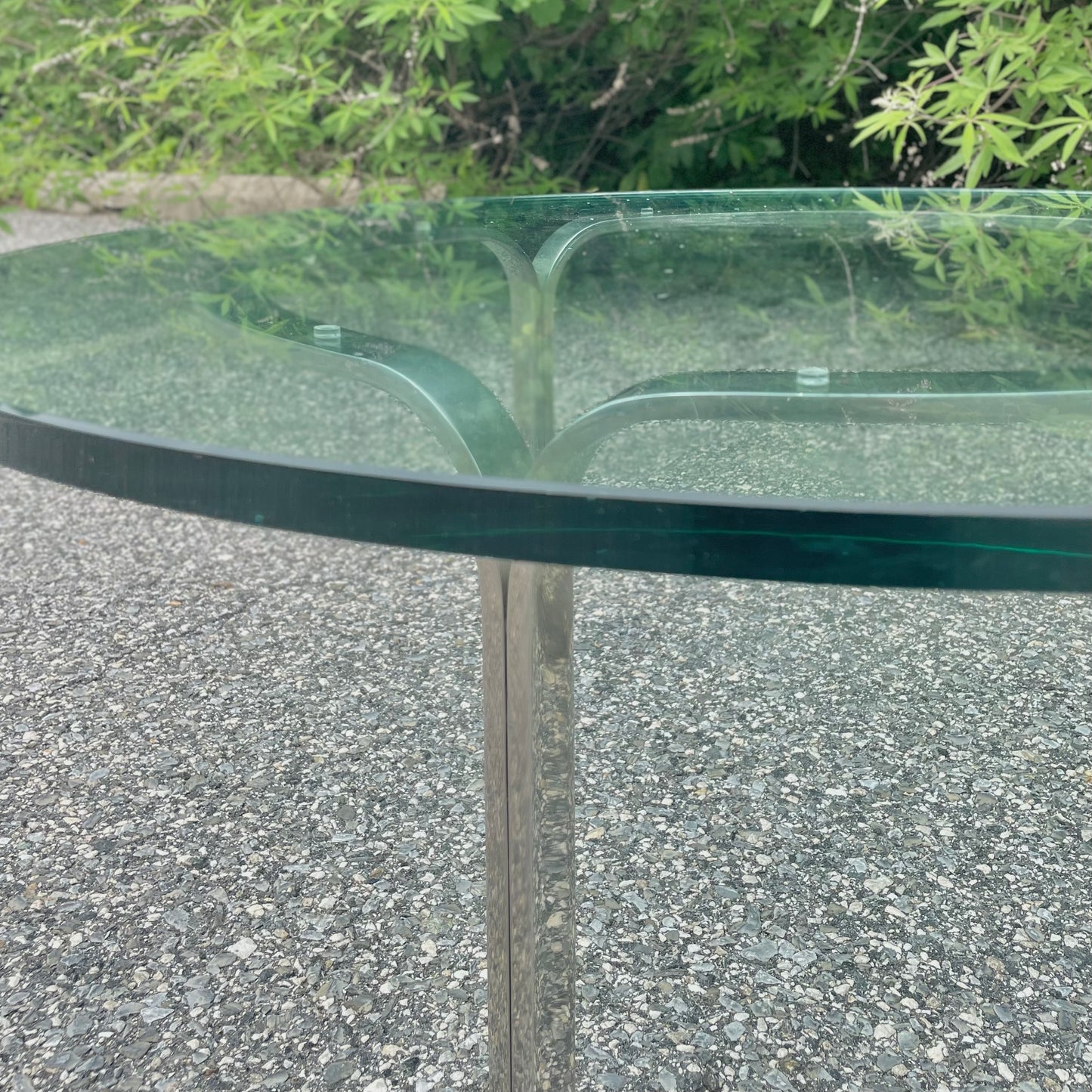 Vintage Circular Glass & Steel Coffee Table