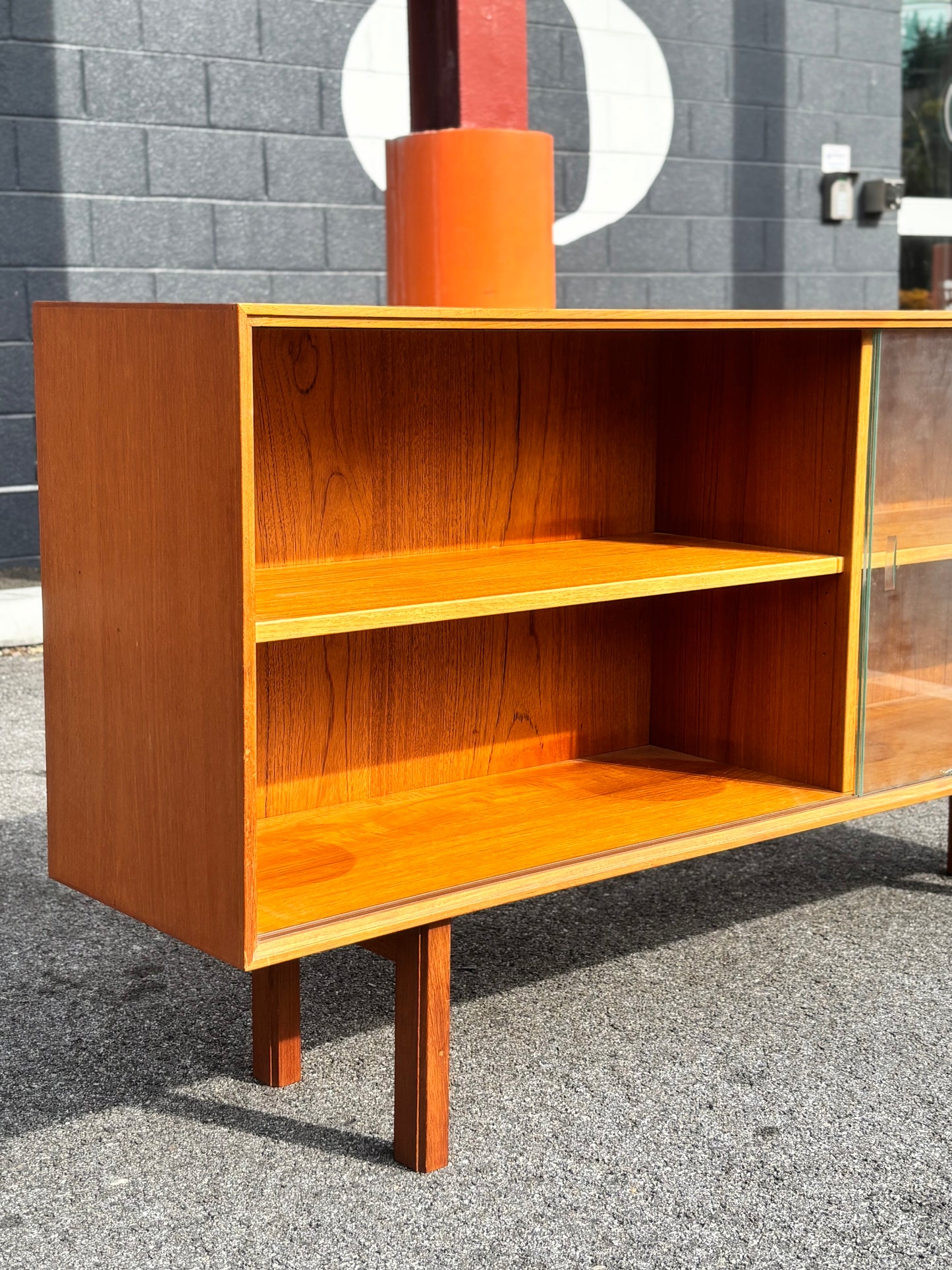 Danish Modern Teak Tambour Credenza by Svend Aage Larsen for Faarup Møbelfabrik