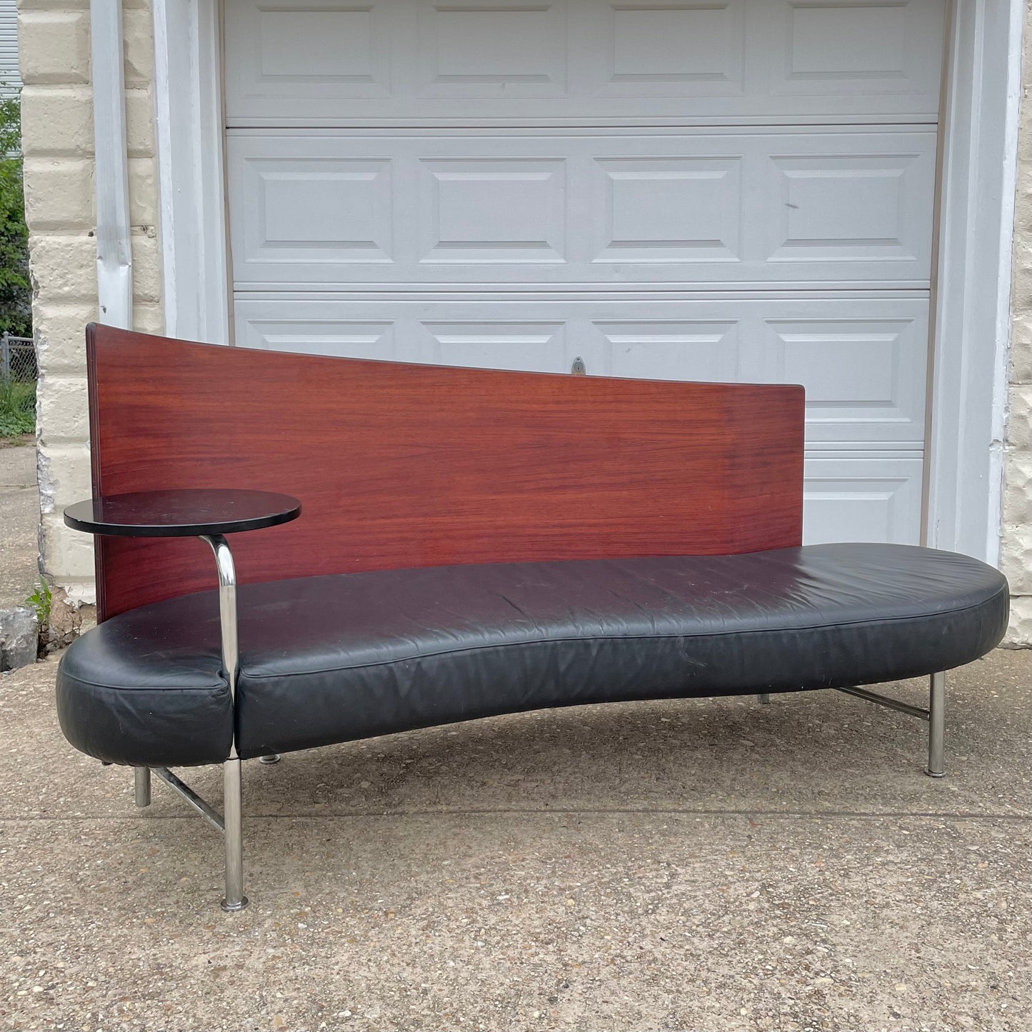 Post-Modern Style Bent Plywood & Leather Sofa