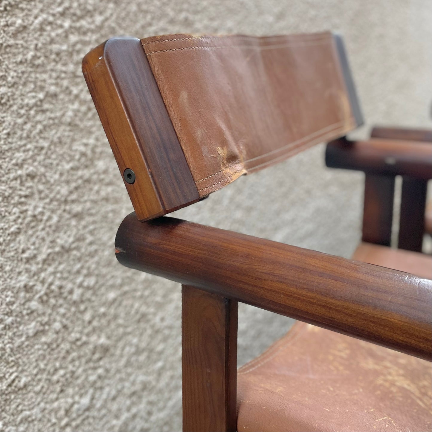 Vintage Brazilian Wood & Leather Folding Chairs by Sergio Rodrigues for OCA