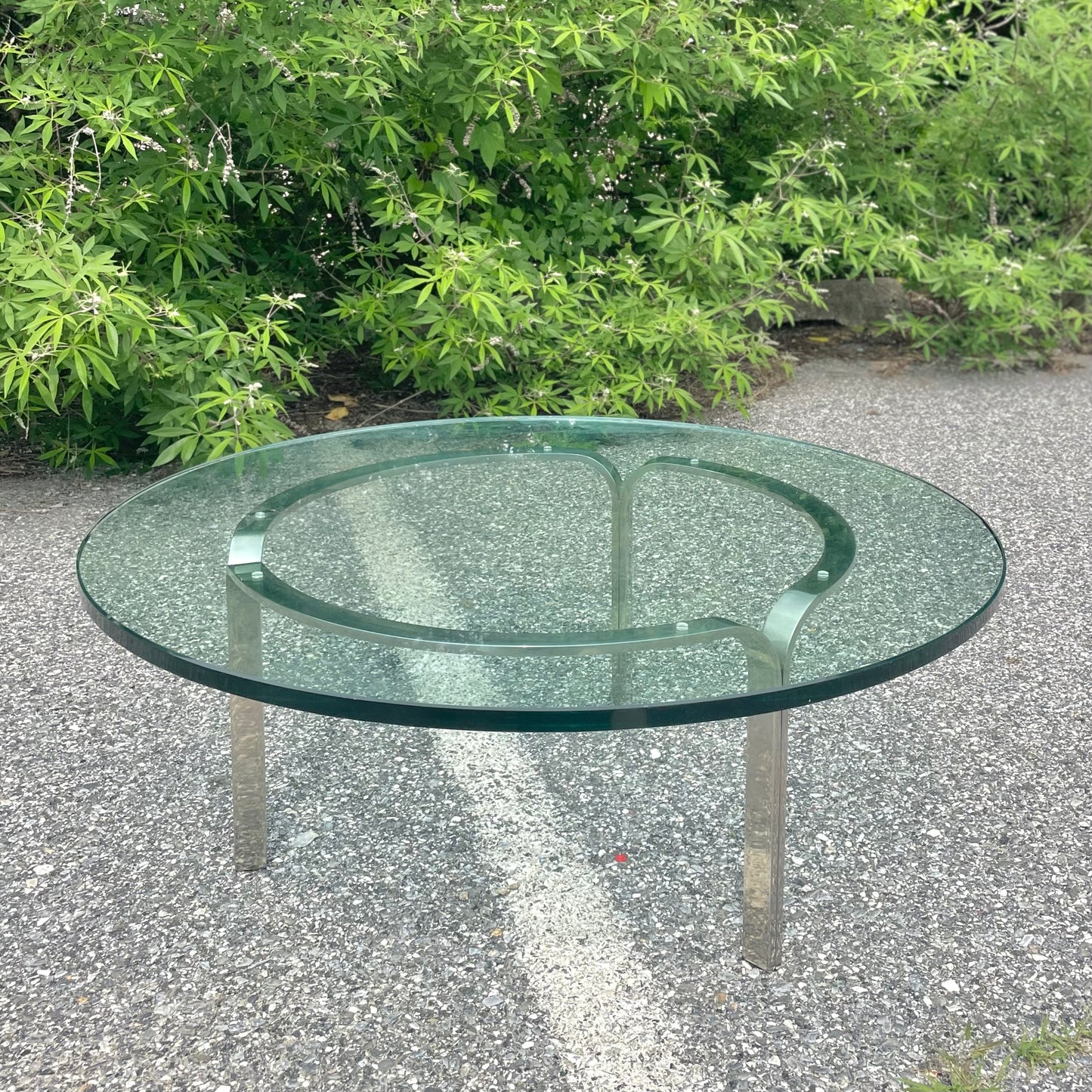 Vintage Circular Glass & Steel Coffee Table