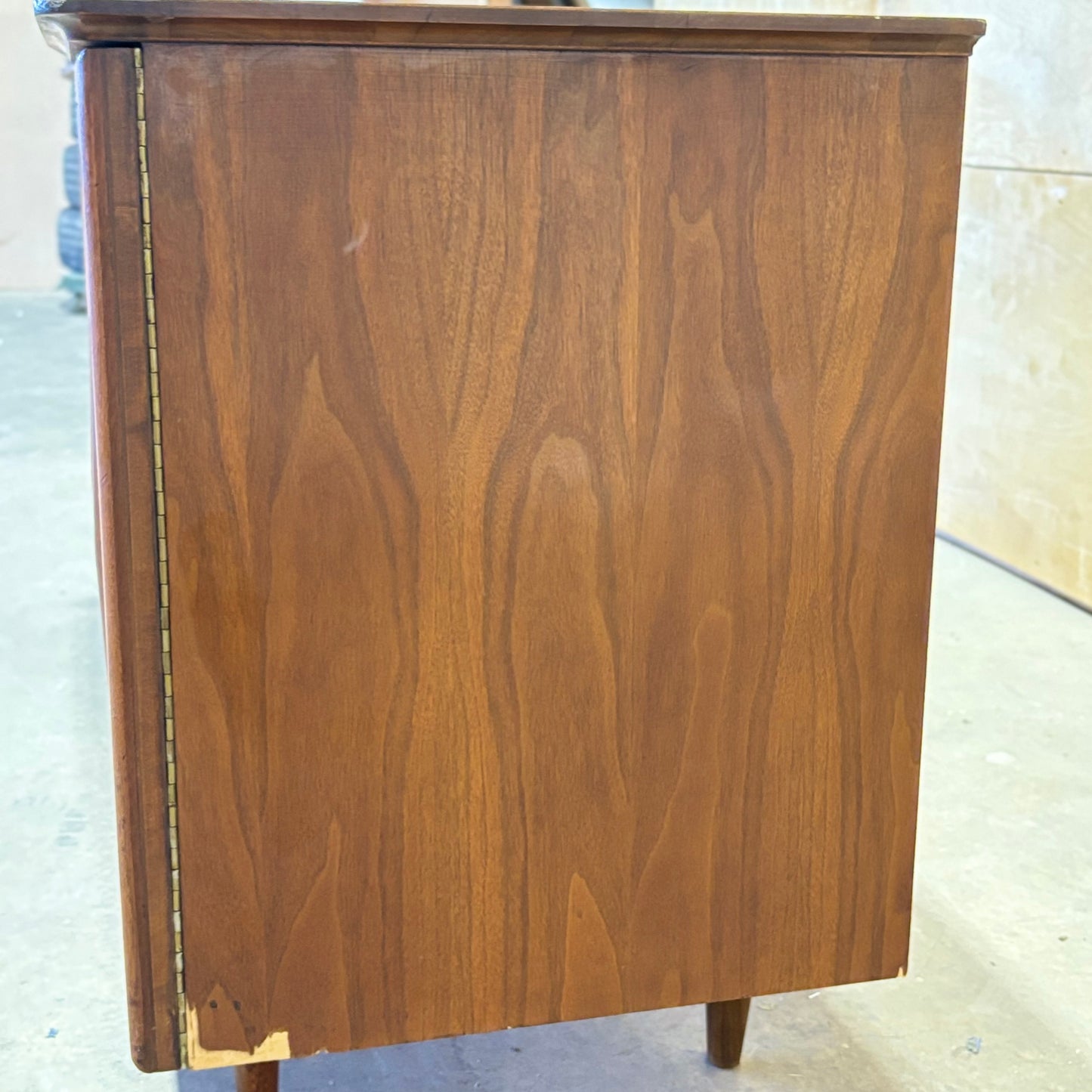 Vintage MCM Walnut & Burl Wood Dresser by United Furniture