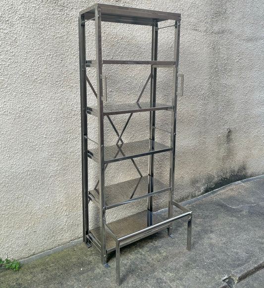 Vintage Mid-Century / Industrial Stainless Steel Archival Library Shelf