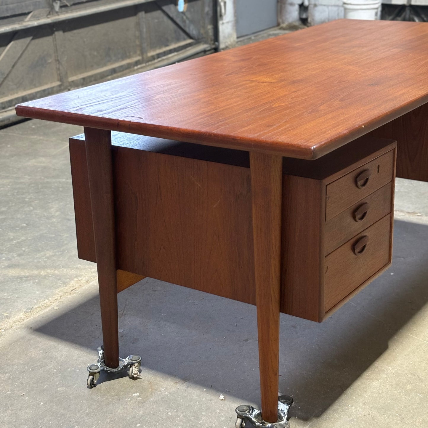 Vintage Danish MCM Teak Executive Desk by Kai Kristiansen for FM Møbler