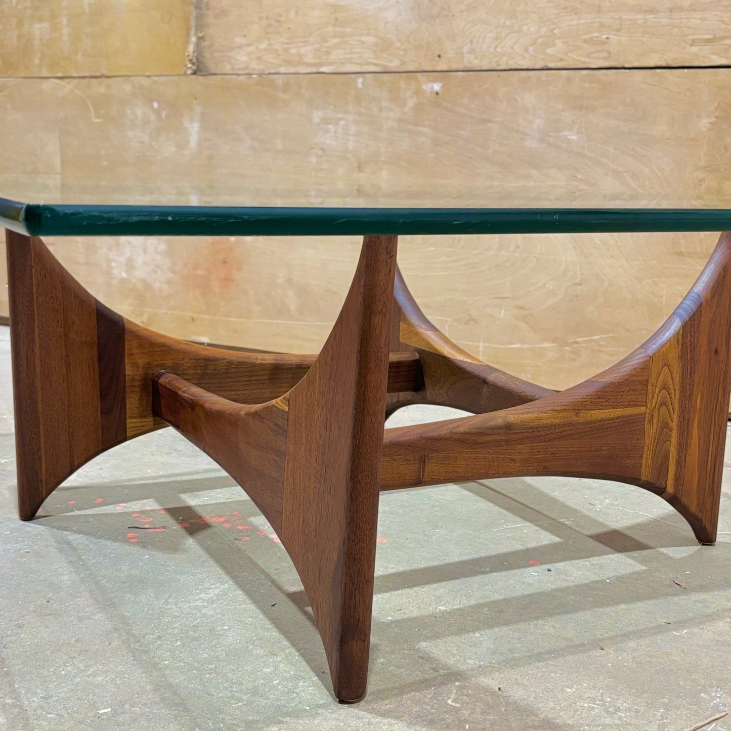 Vintage MCM Walnut & Glass Coffee Table by Adrian Pearsall for Craft Associates