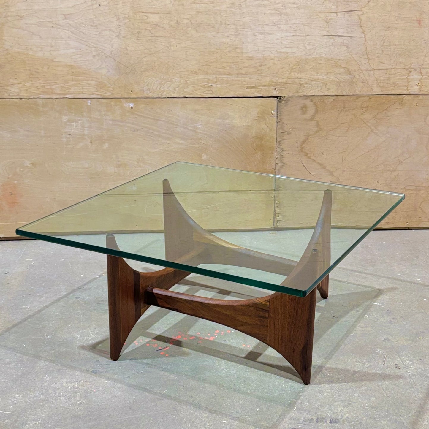 Vintage MCM Walnut & Glass Coffee Table by Adrian Pearsall for Craft Associates