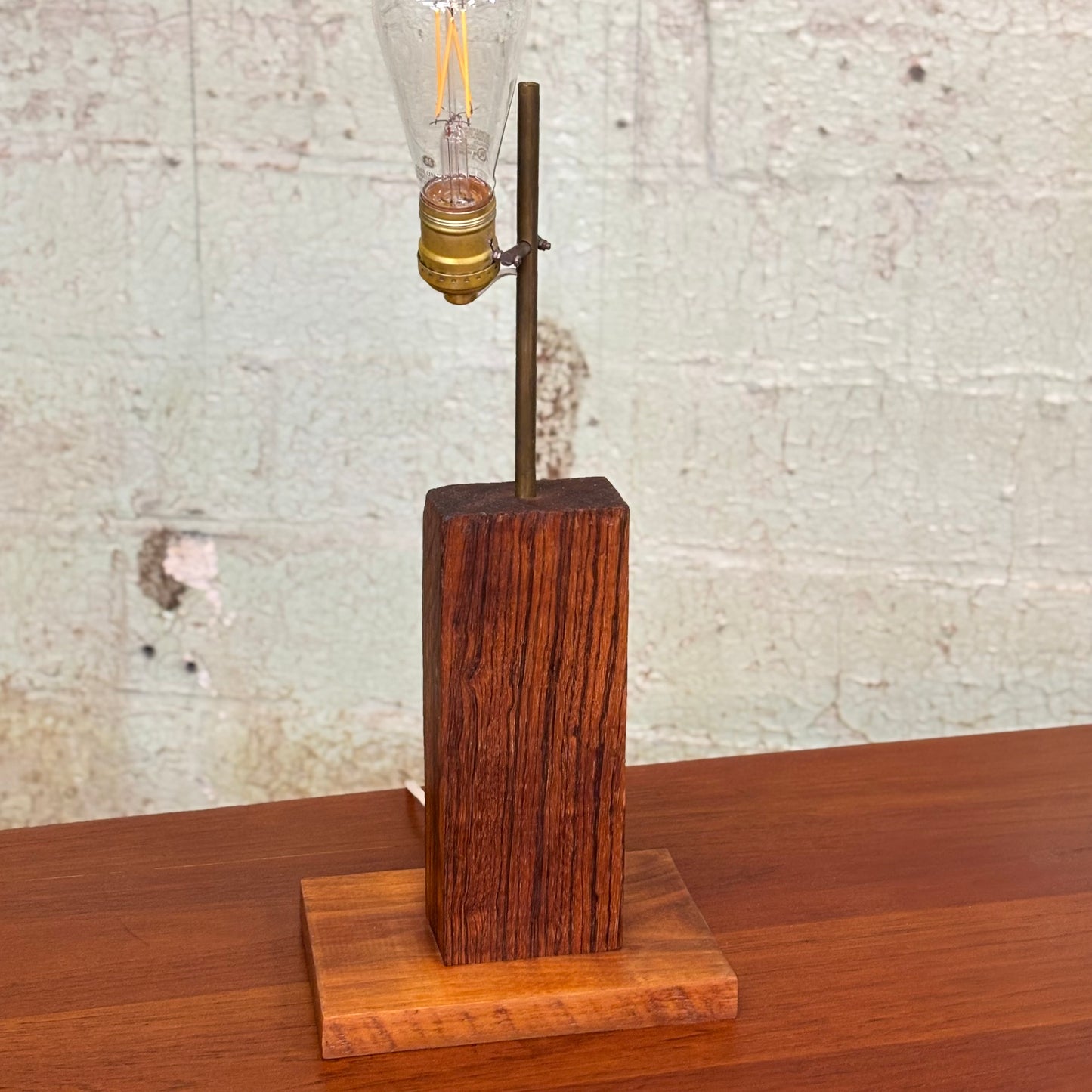 Vintage Rosewood/Brass/Walnut Table Lamp